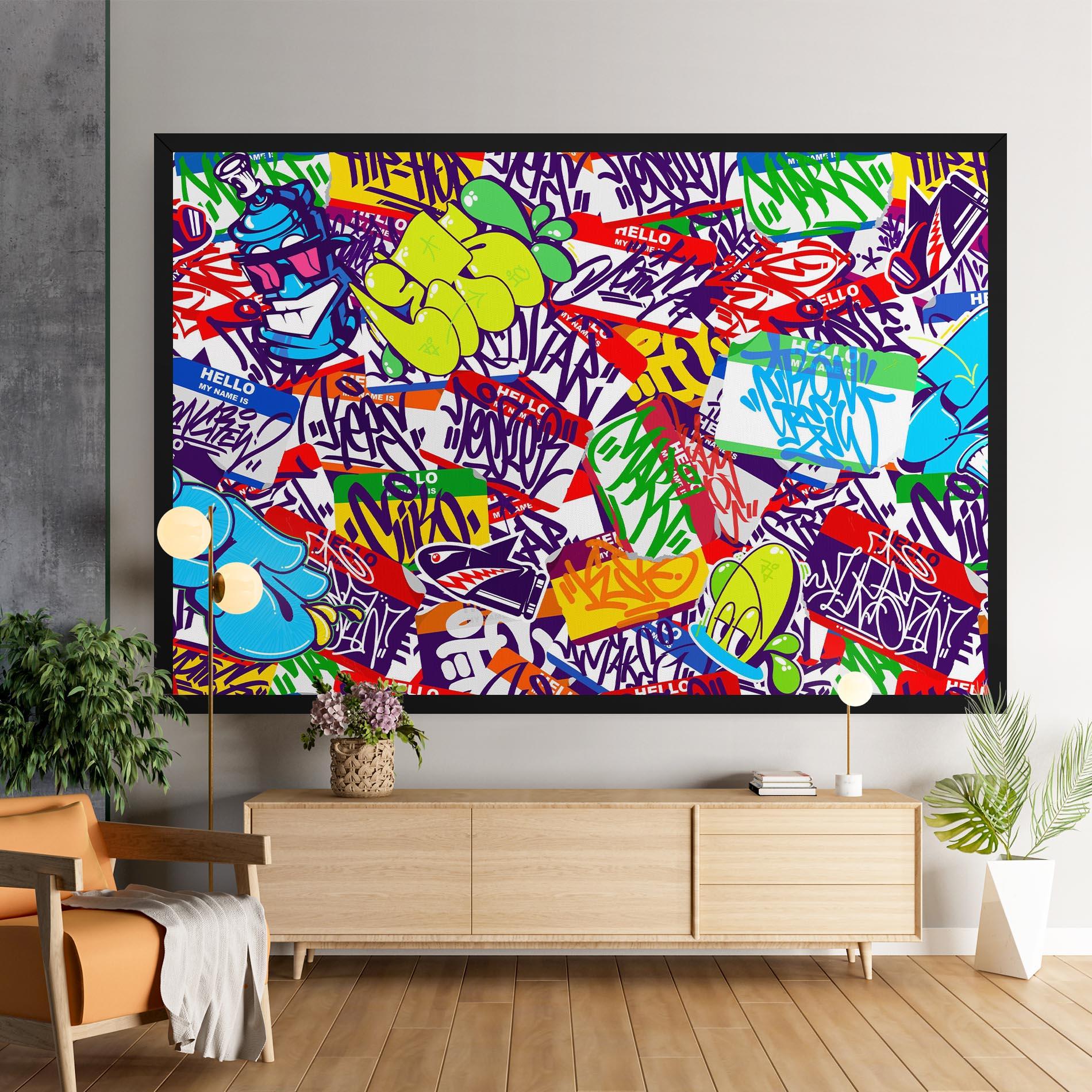 Картина на платно Hello Graffiti Name mockup 9