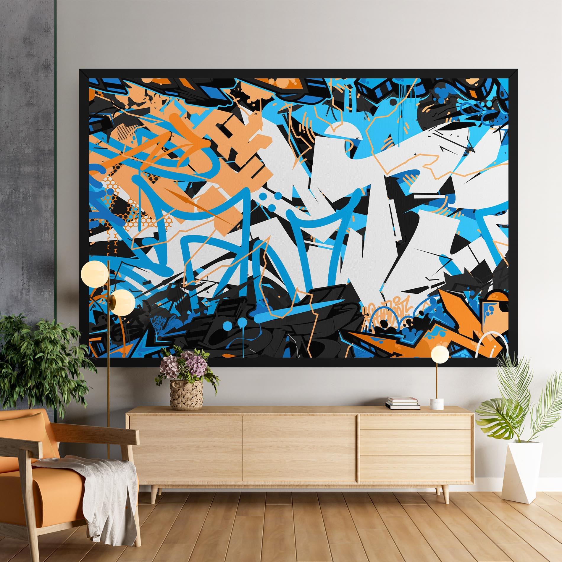 Картина на платно White Orange Graffiti mockup 9