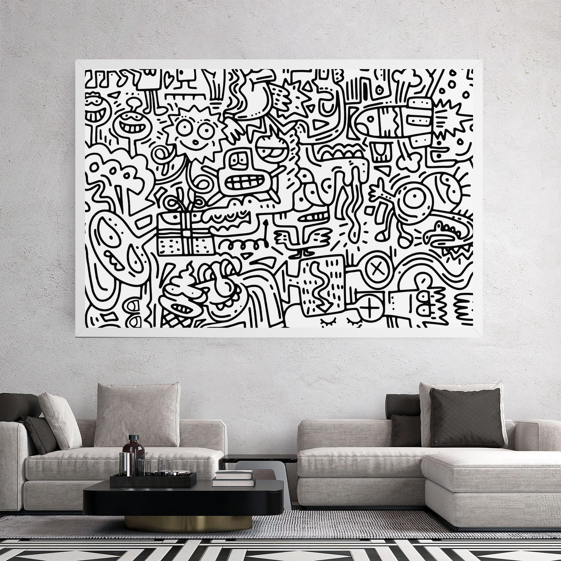 Картина на платно Doodle Black Line mockup 2