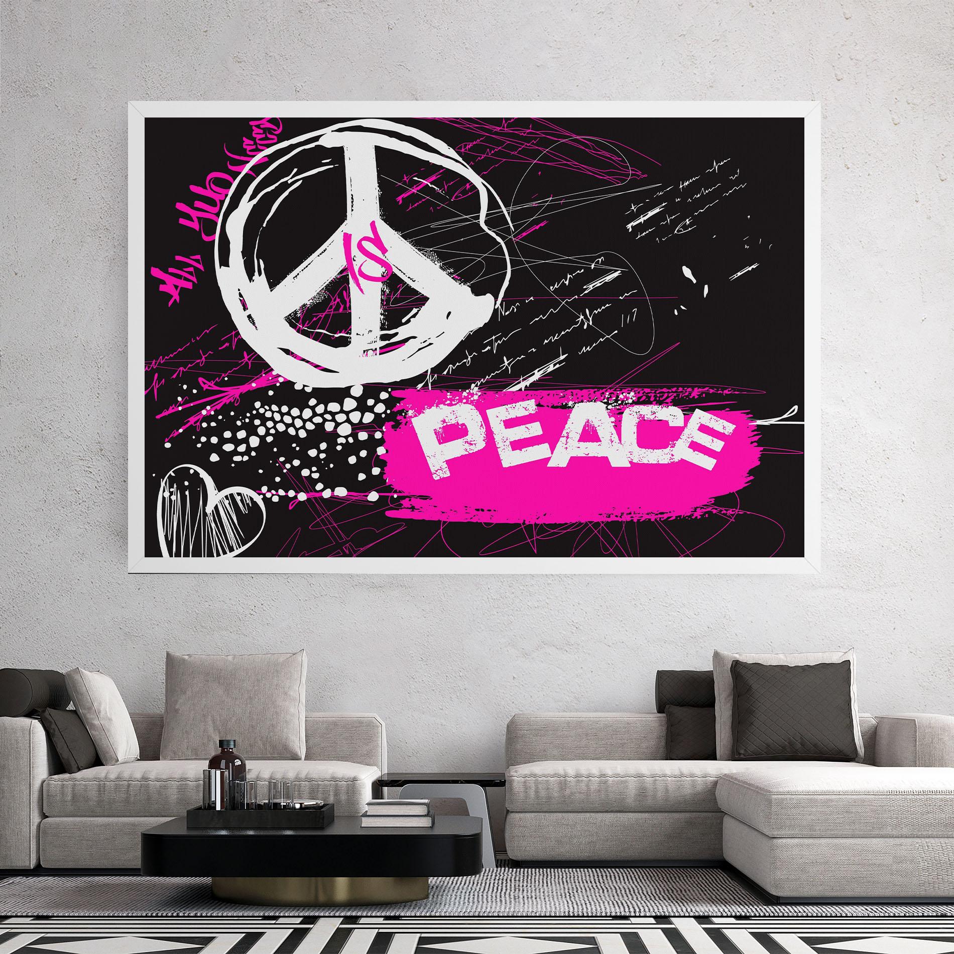 Картина на платно Graffiti Pink Peace mockup 2