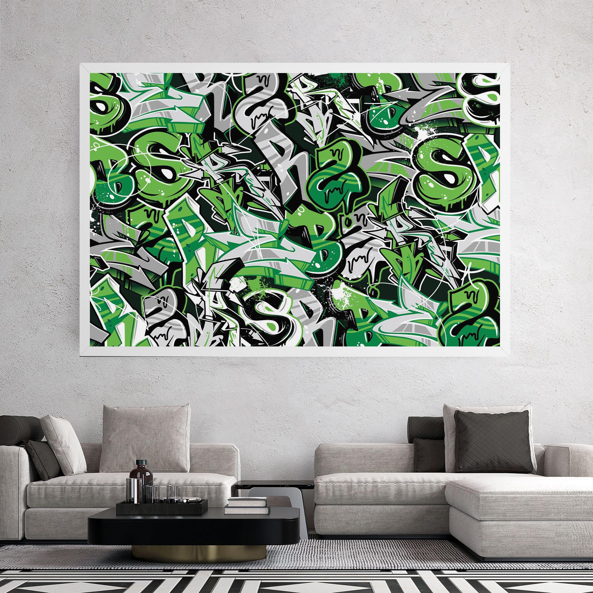 Картина на платно Green Graffiti Letters mockup 2