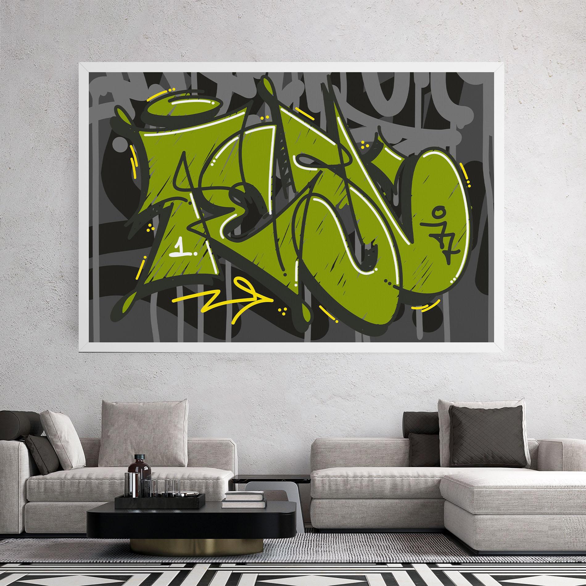 Картина на платно Green Grey Graffti mockup 2