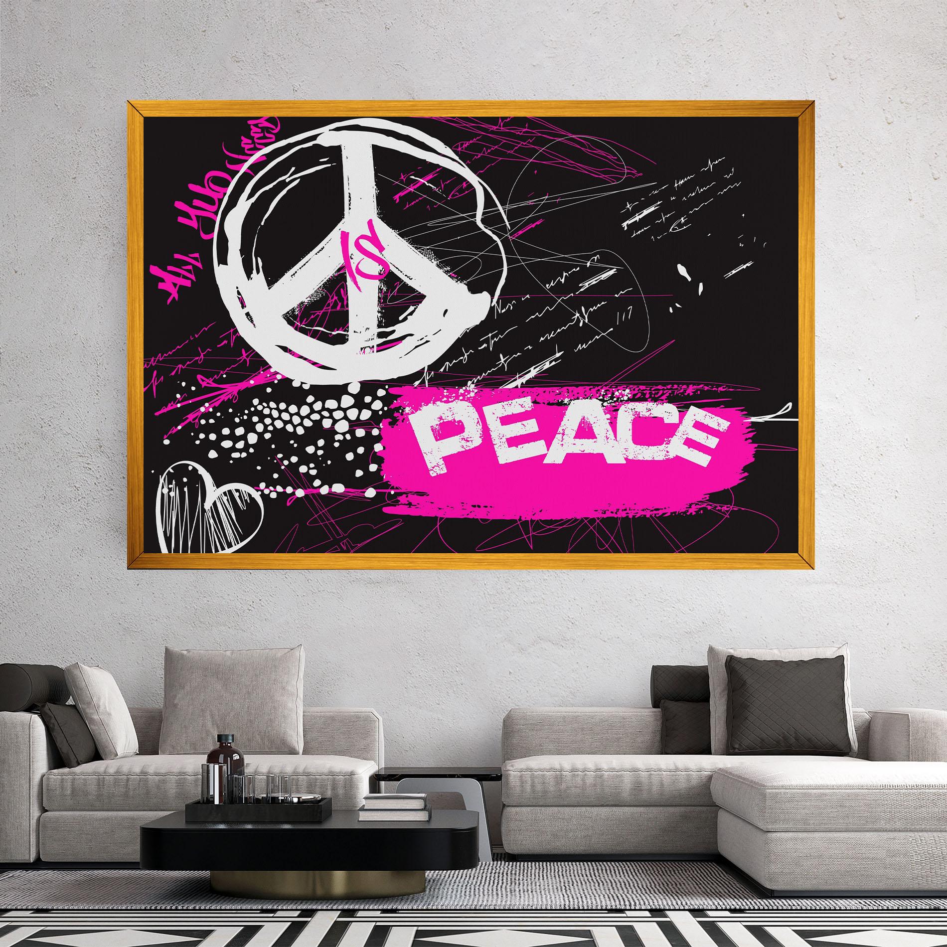 Картина на платно Graffiti Pink Peace mockup 2