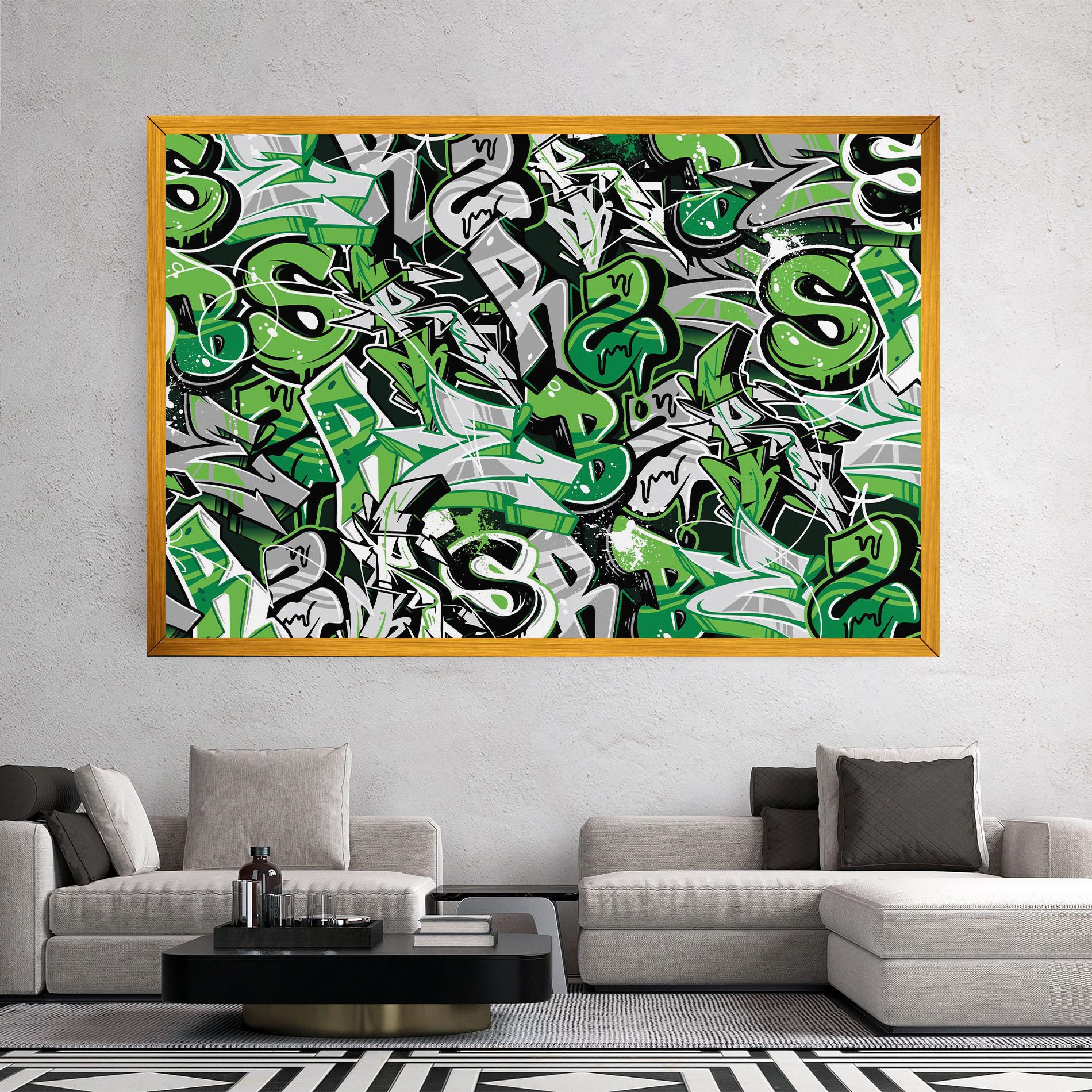 Картина на платно Green Graffiti Letters mockup 2