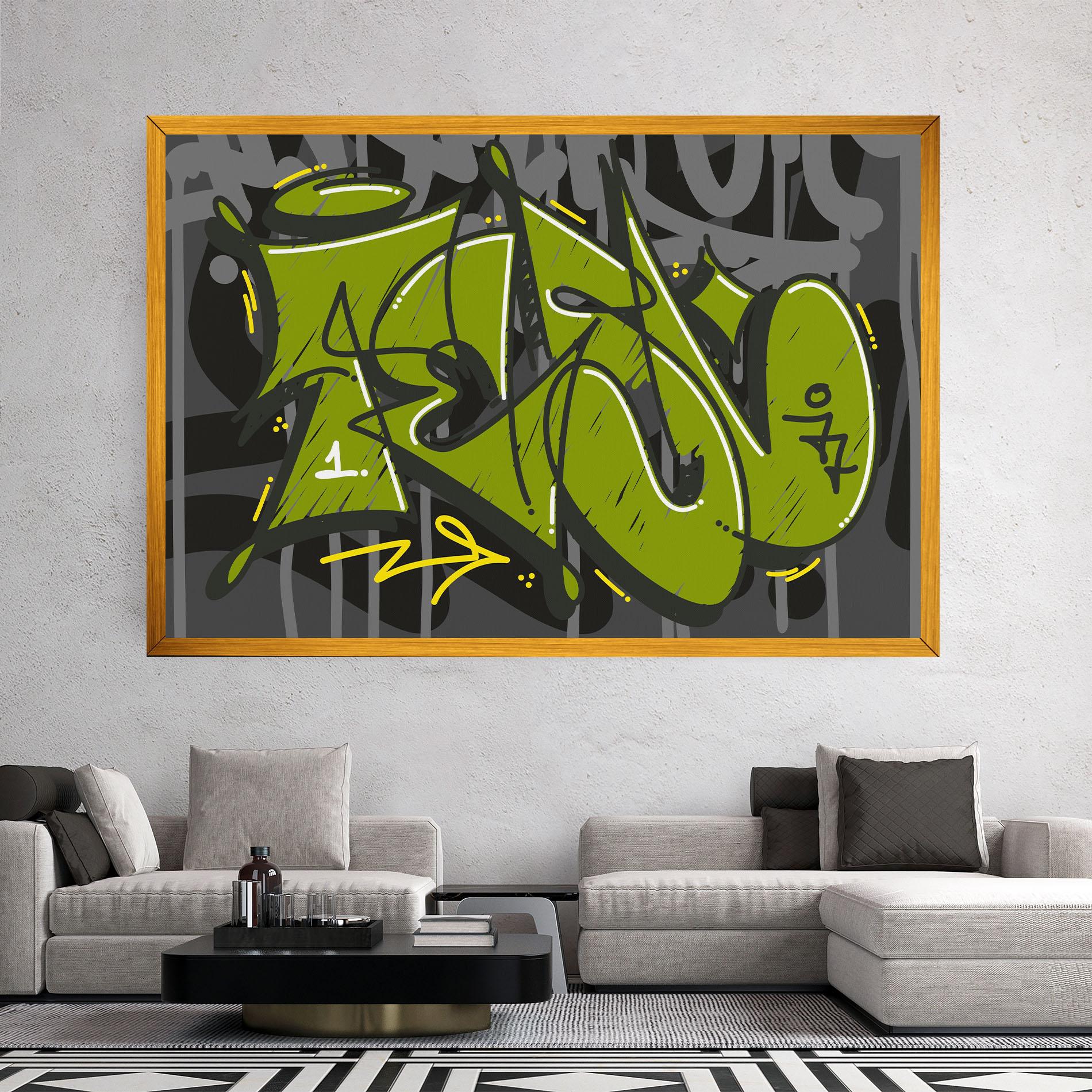 Картина на платно Green Grey Graffti mockup 2