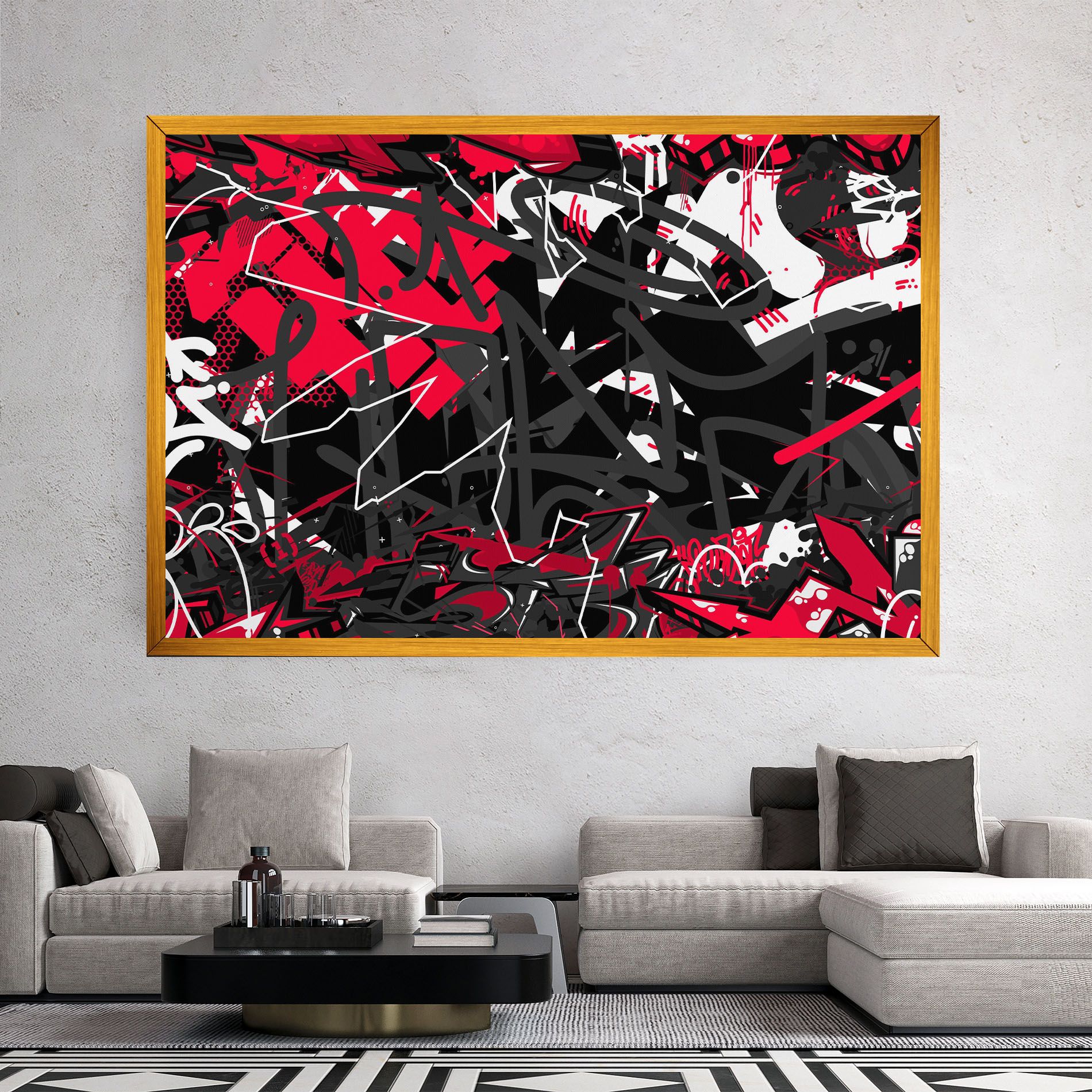 Grey Red Graffiti mockup 2