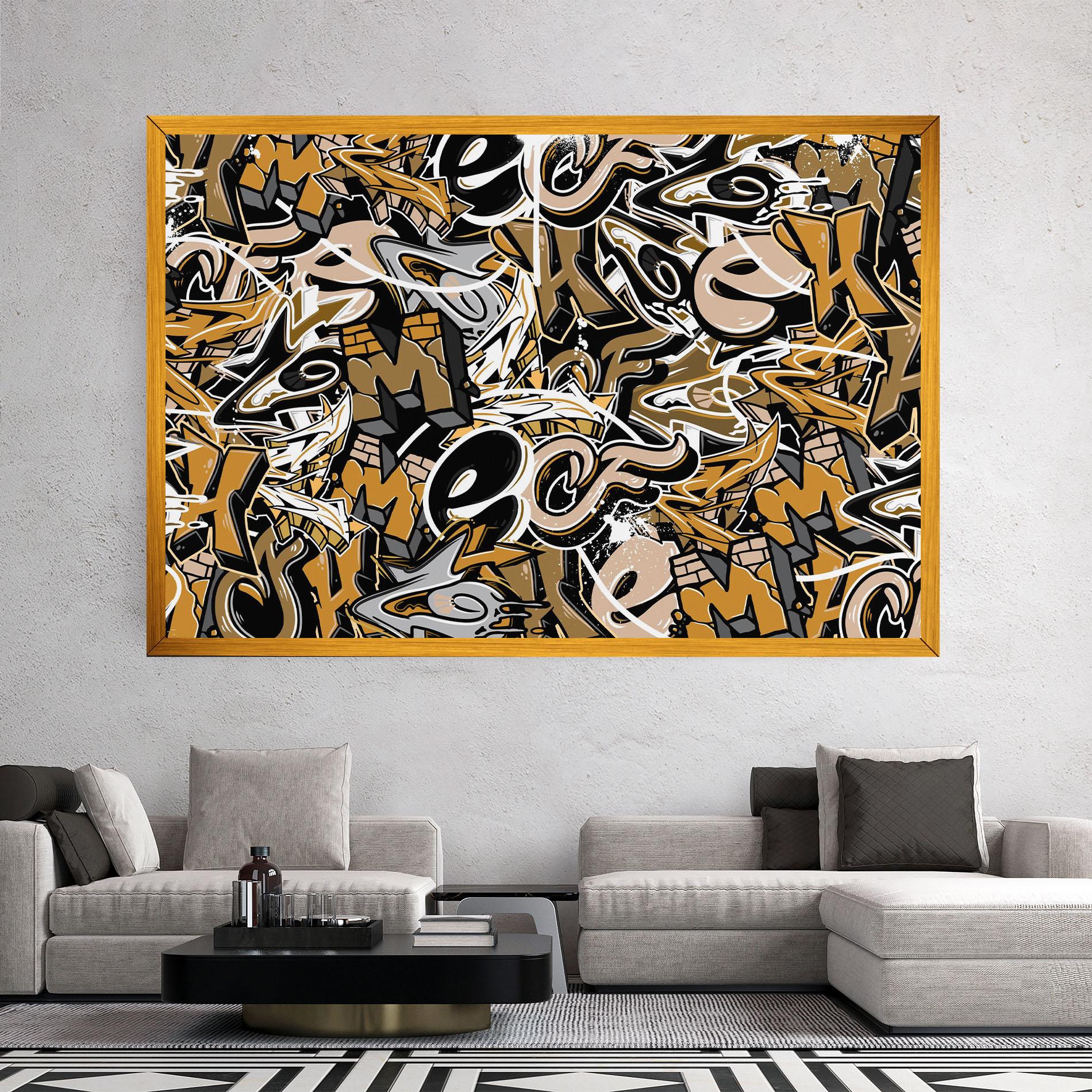 Картина на платно Yellow White Graffiti mockup 2