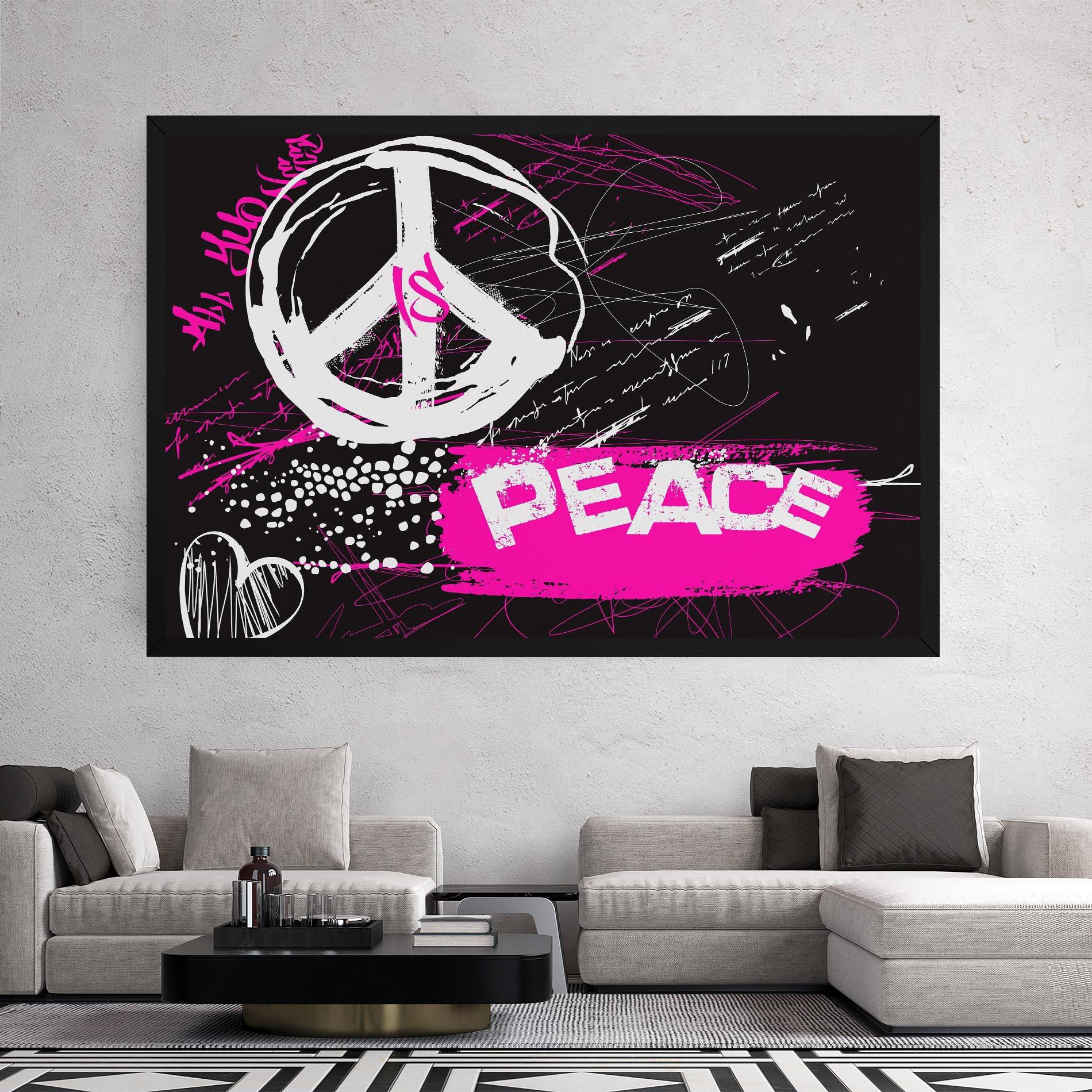 Картина на платно Graffiti Pink Peace mockup 2