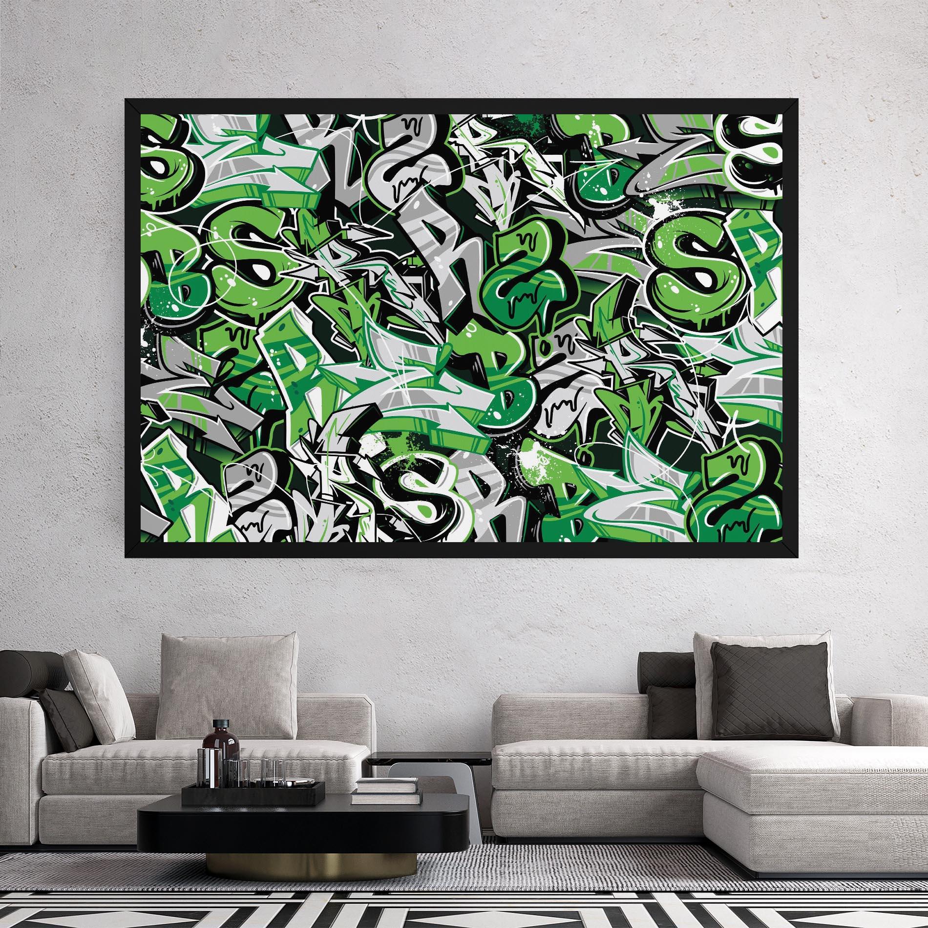 Картина на платно Green Graffiti Letters mockup 2