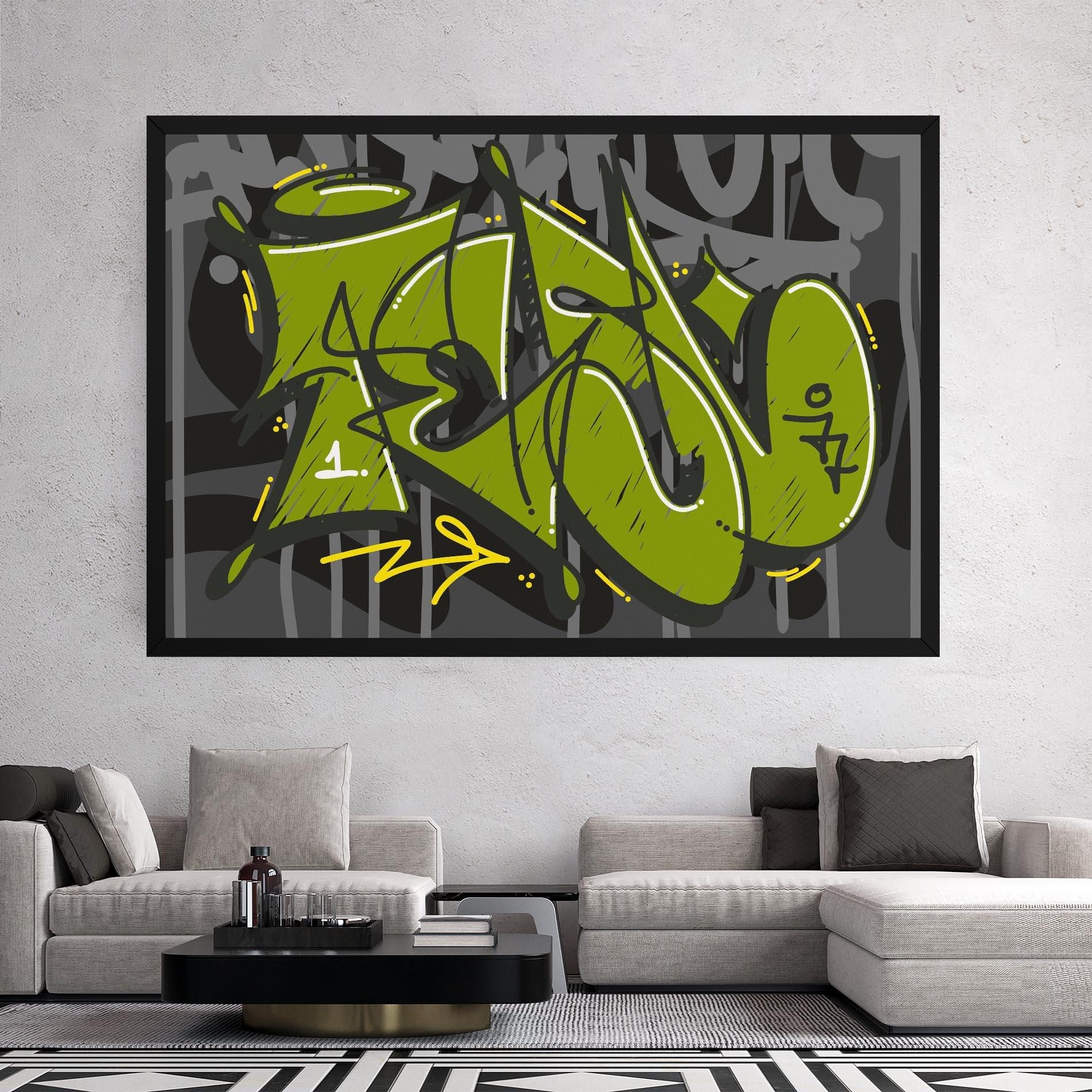Картина на платно Green Grey Graffti mockup 2