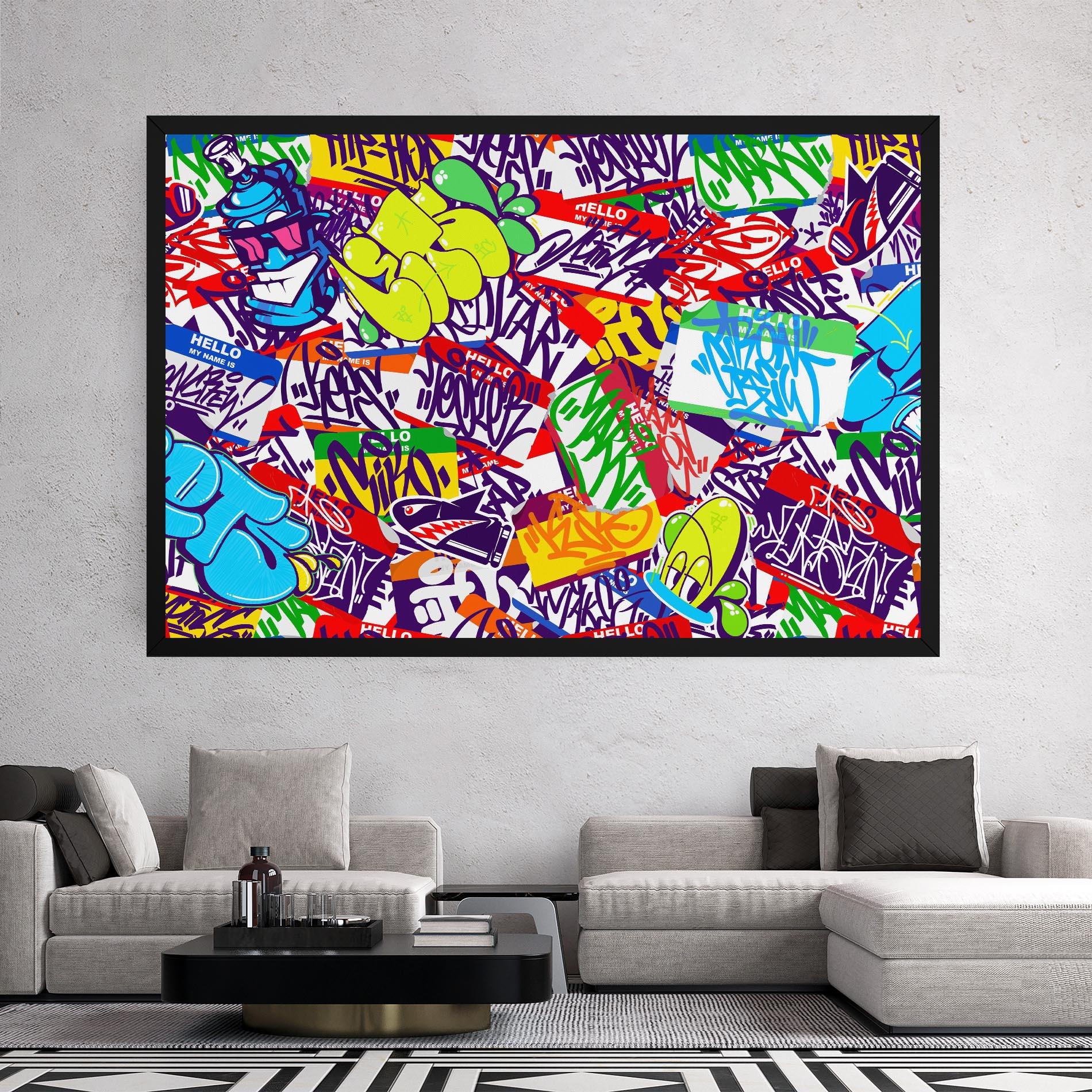 Картина на платно Hello Graffiti Name mockup 2