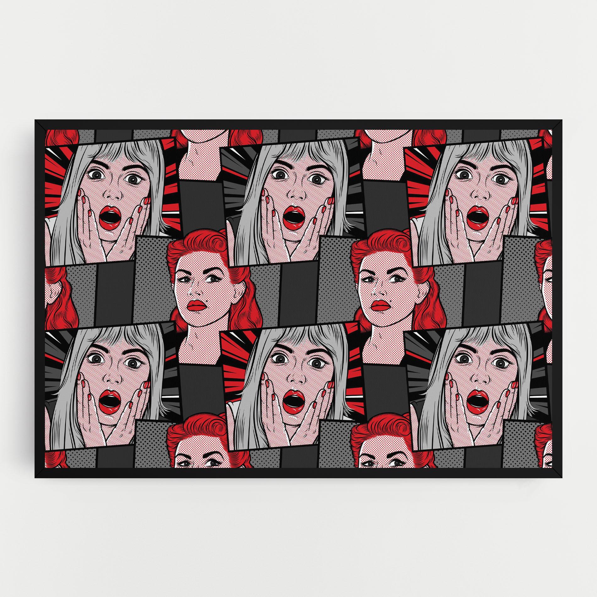 Картина на платно Grey Red Pop Art mockup 0