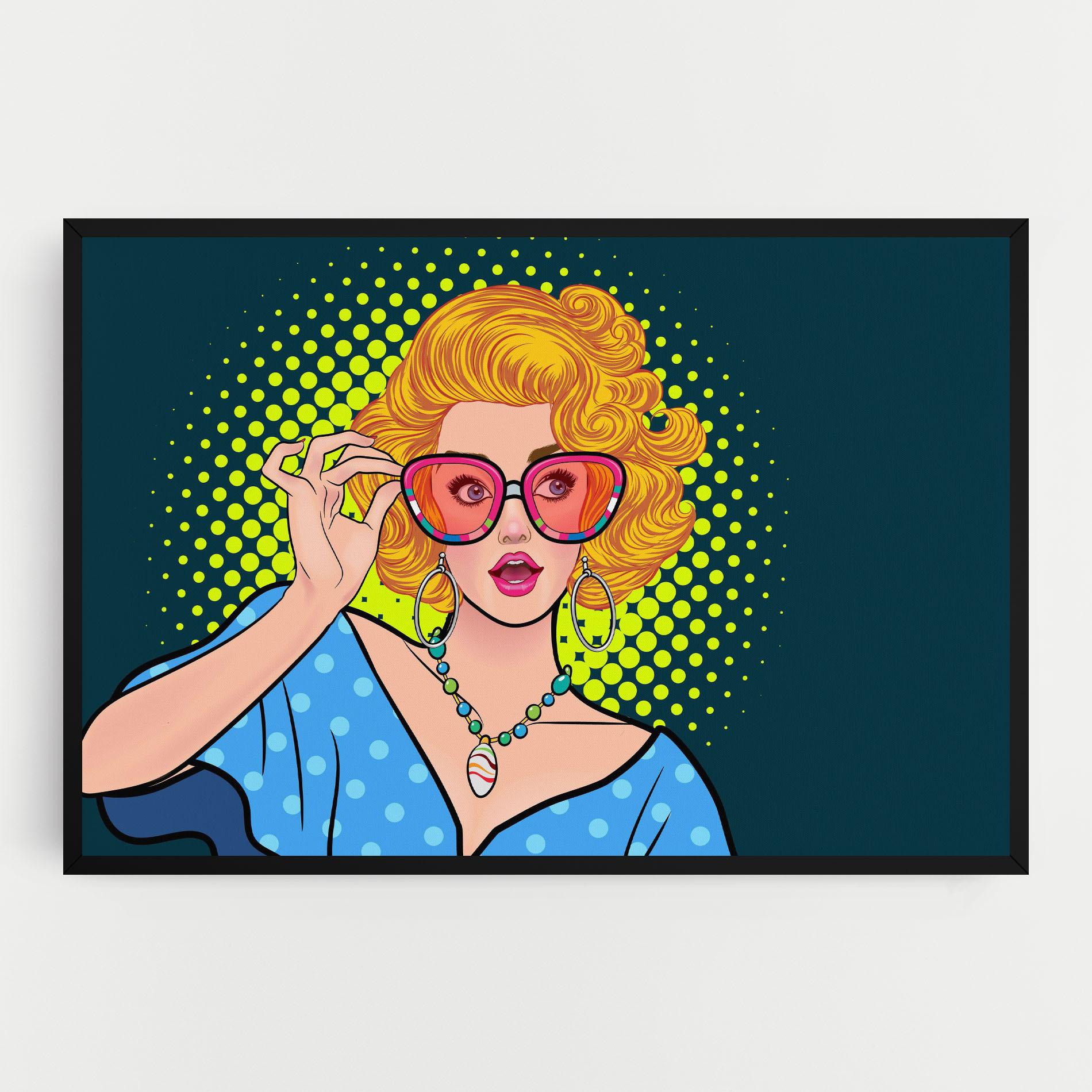 Картина на платно Pop Glasses Lady mockup 0