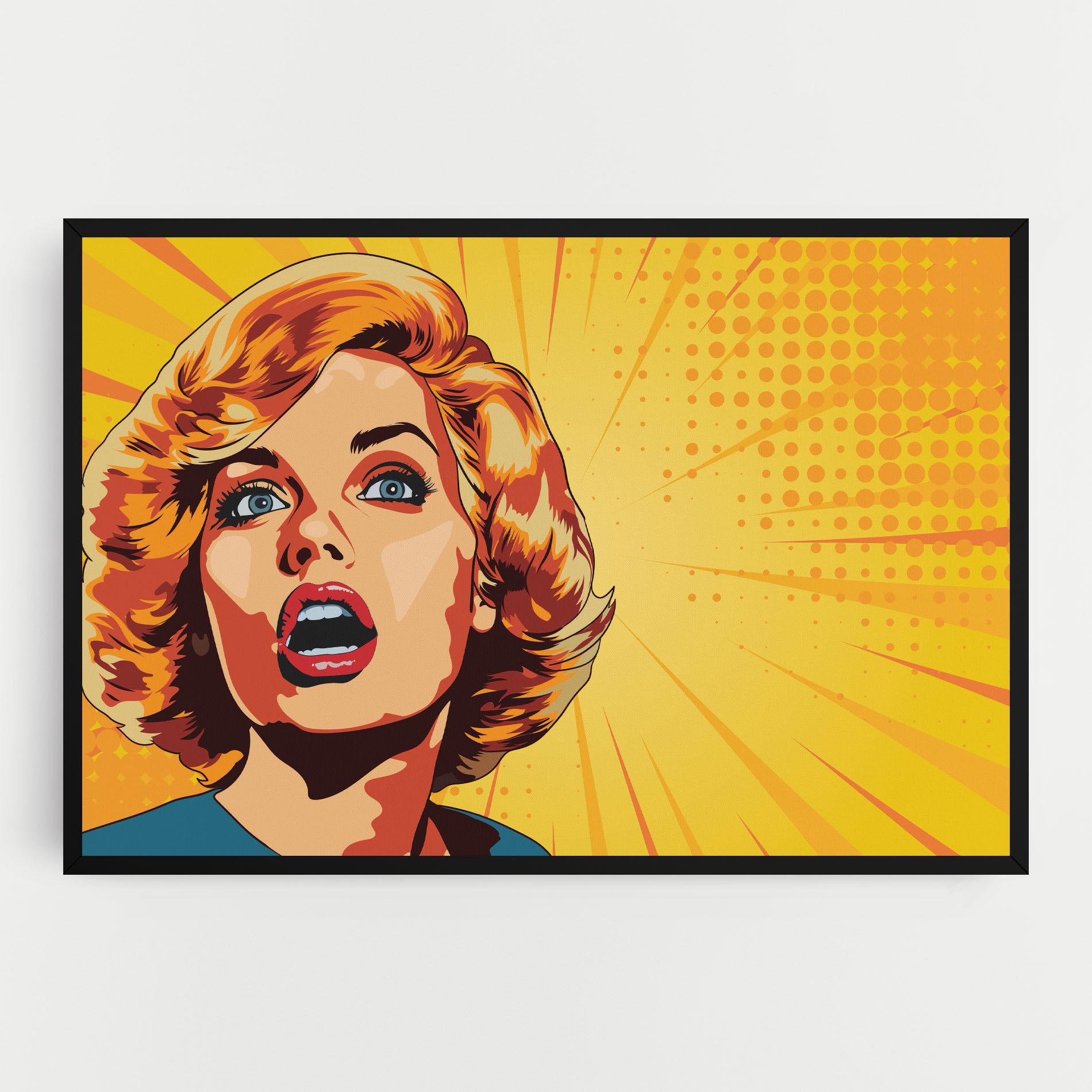 Картина на платно Surprised Blonde Lady mockup 0