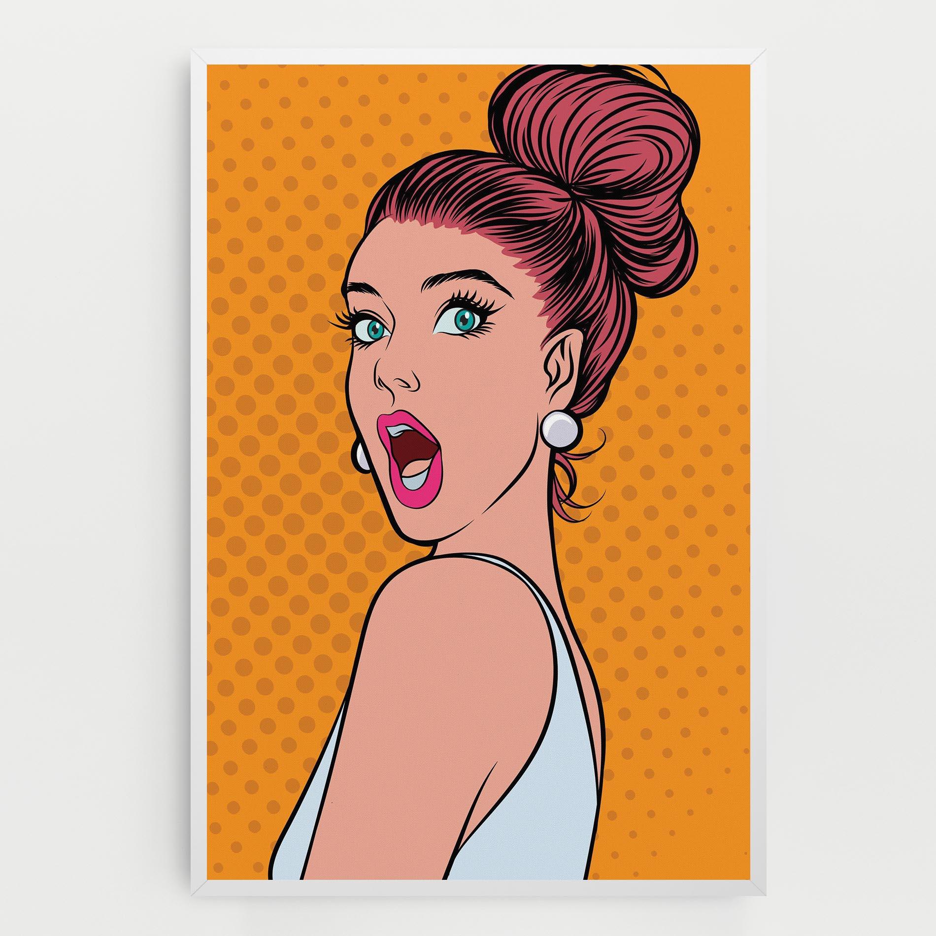 Картина на платно Pop Comic Lady mockup 0