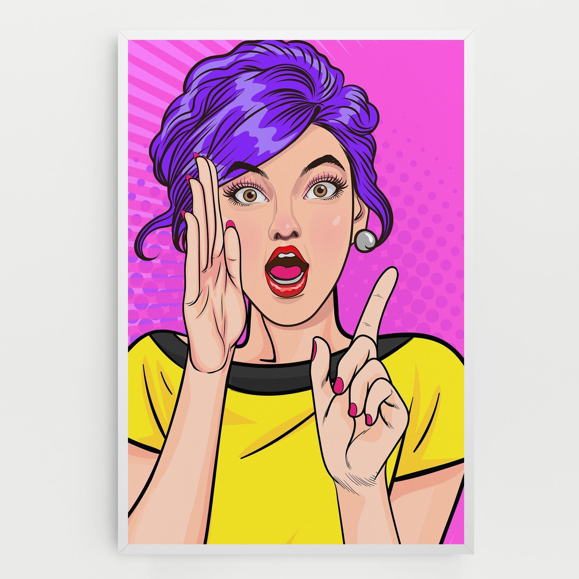 Картина на платно Surprised Pop Woman mockup 0