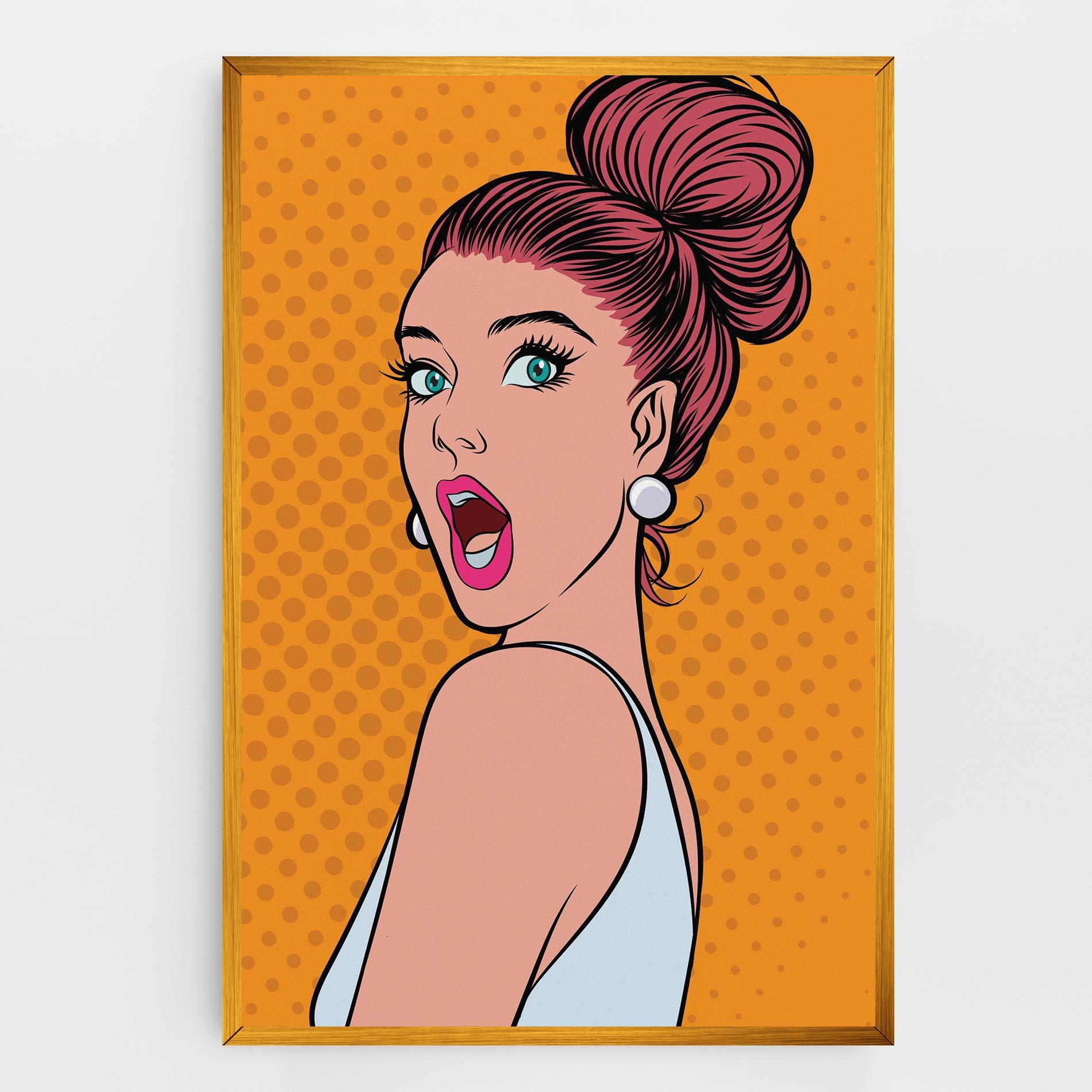 Картина на платно Pop Comic Lady mockup 0