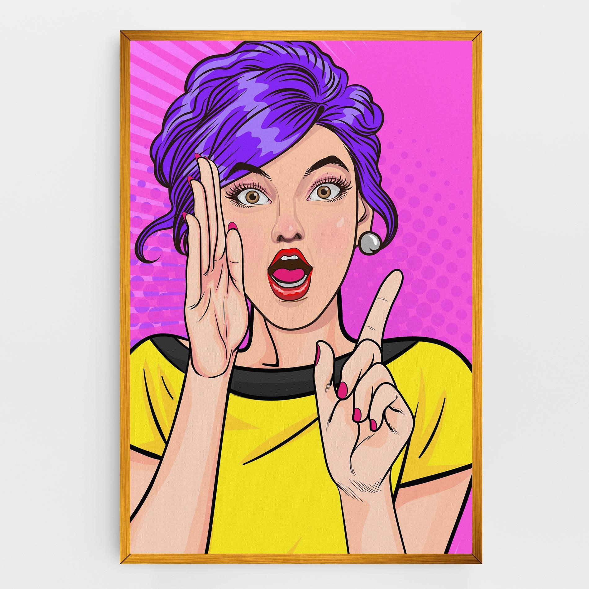 Картина на платно Surprised Pop Woman mockup 0