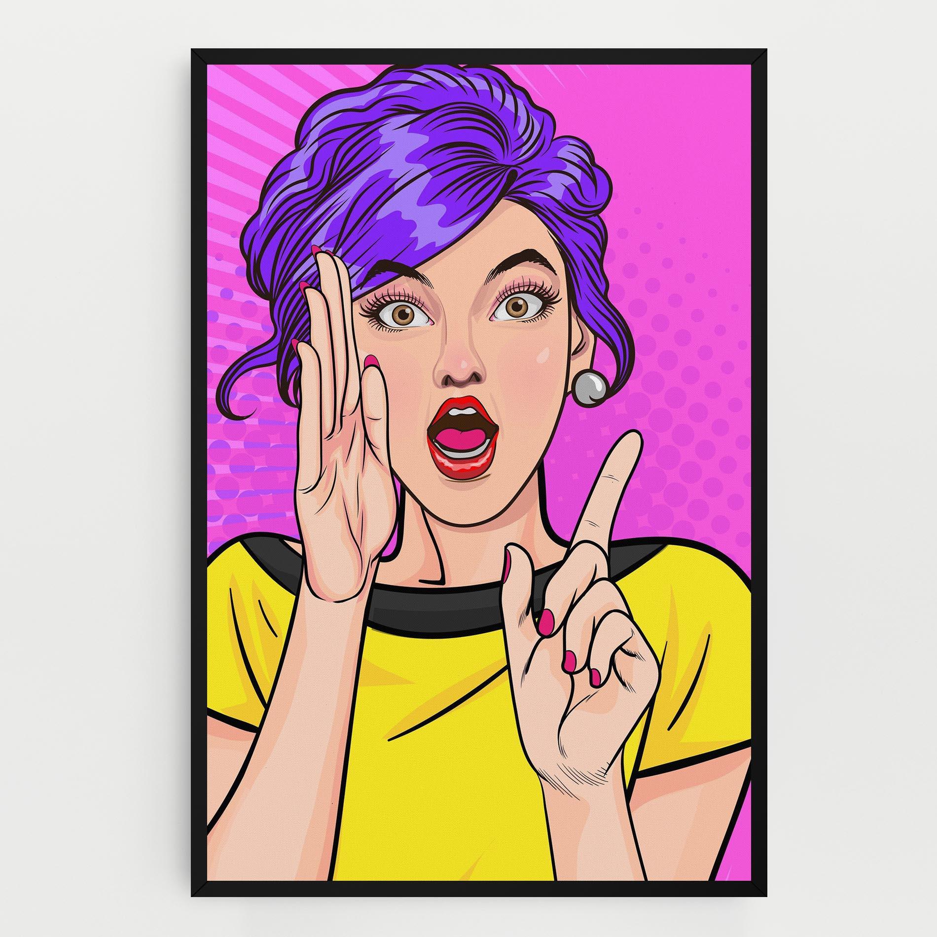 Картина на платно Surprised Pop Woman mockup 0
