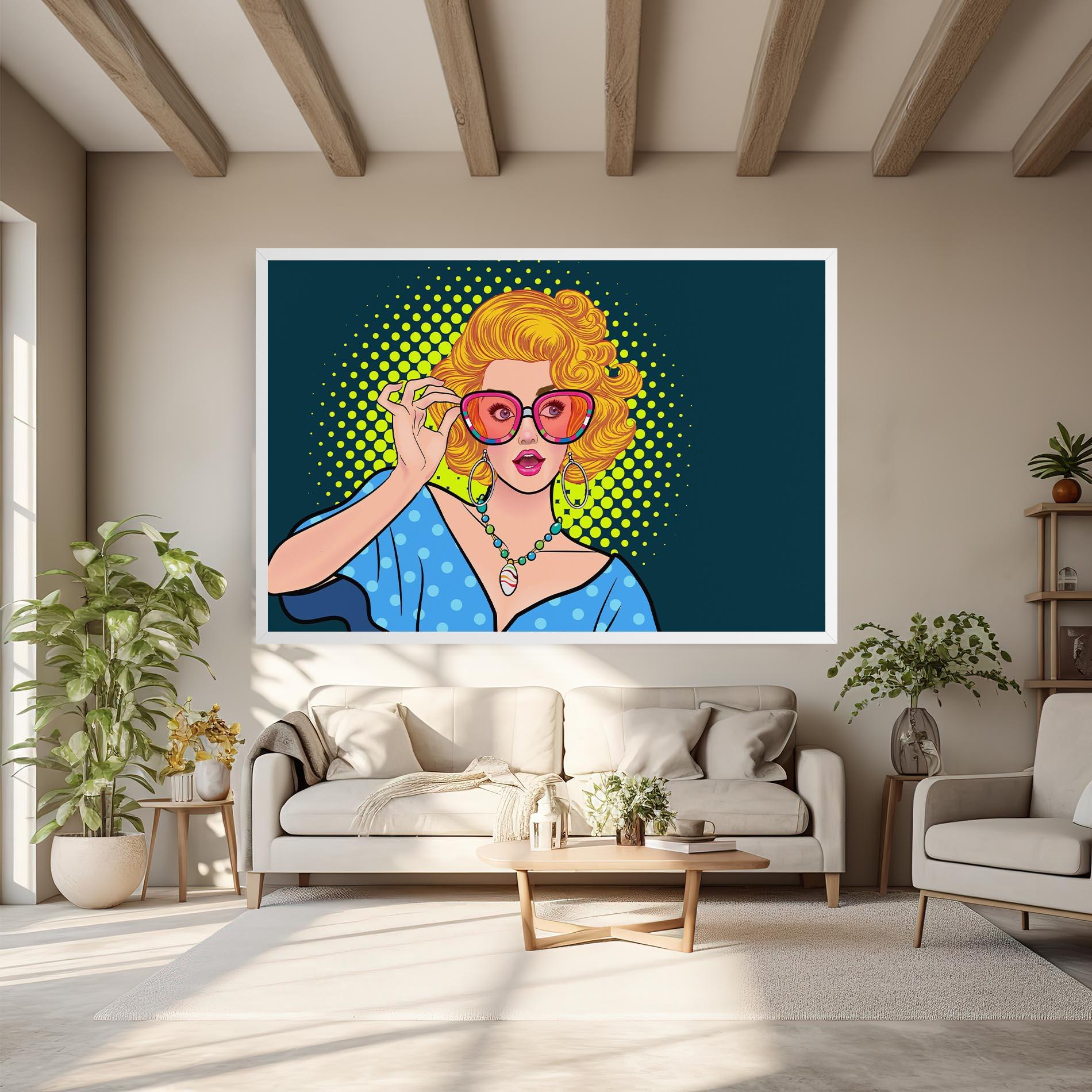 Картина на платно Pop Glasses Lady mockup 6