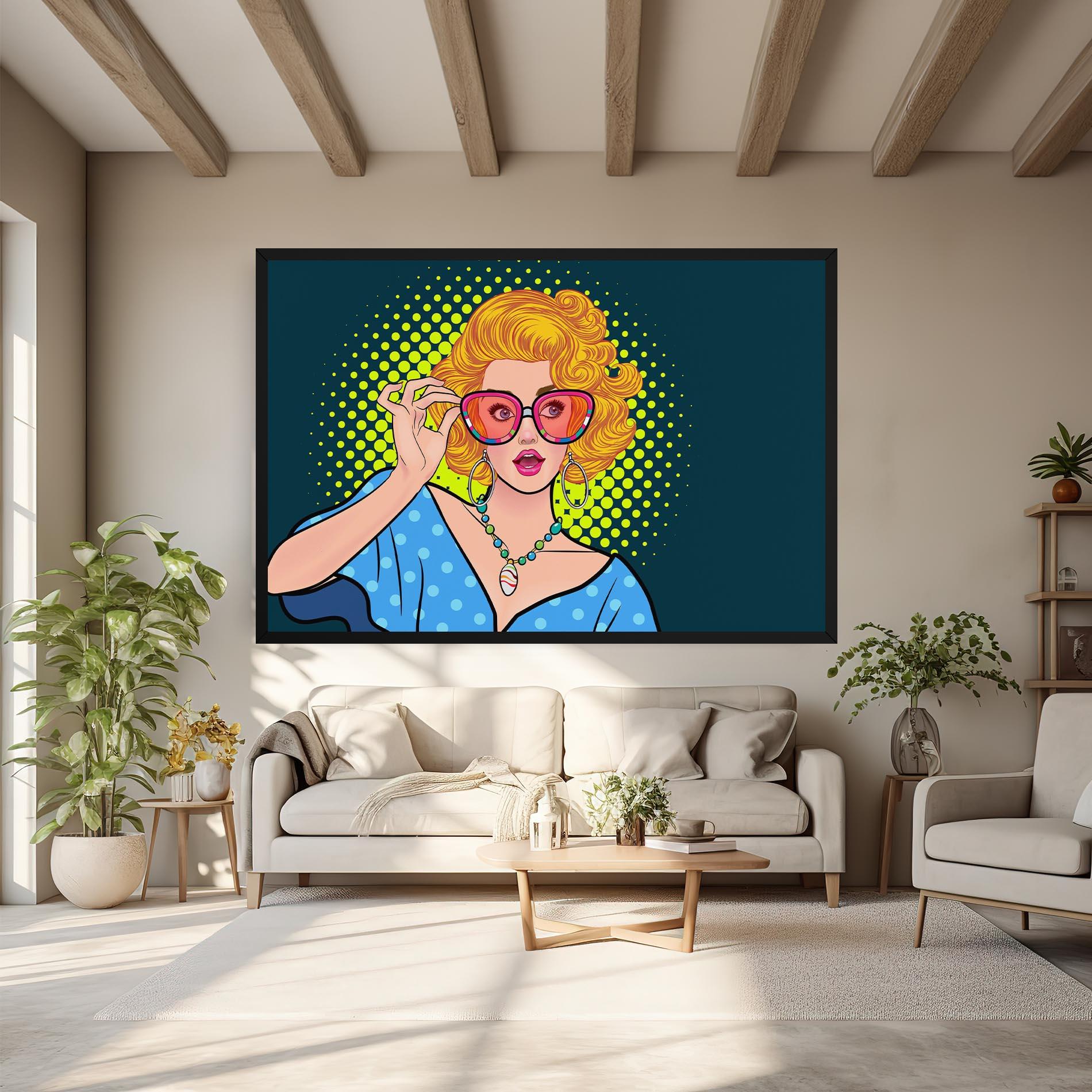 Картина на платно Pop Glasses Lady mockup 6
