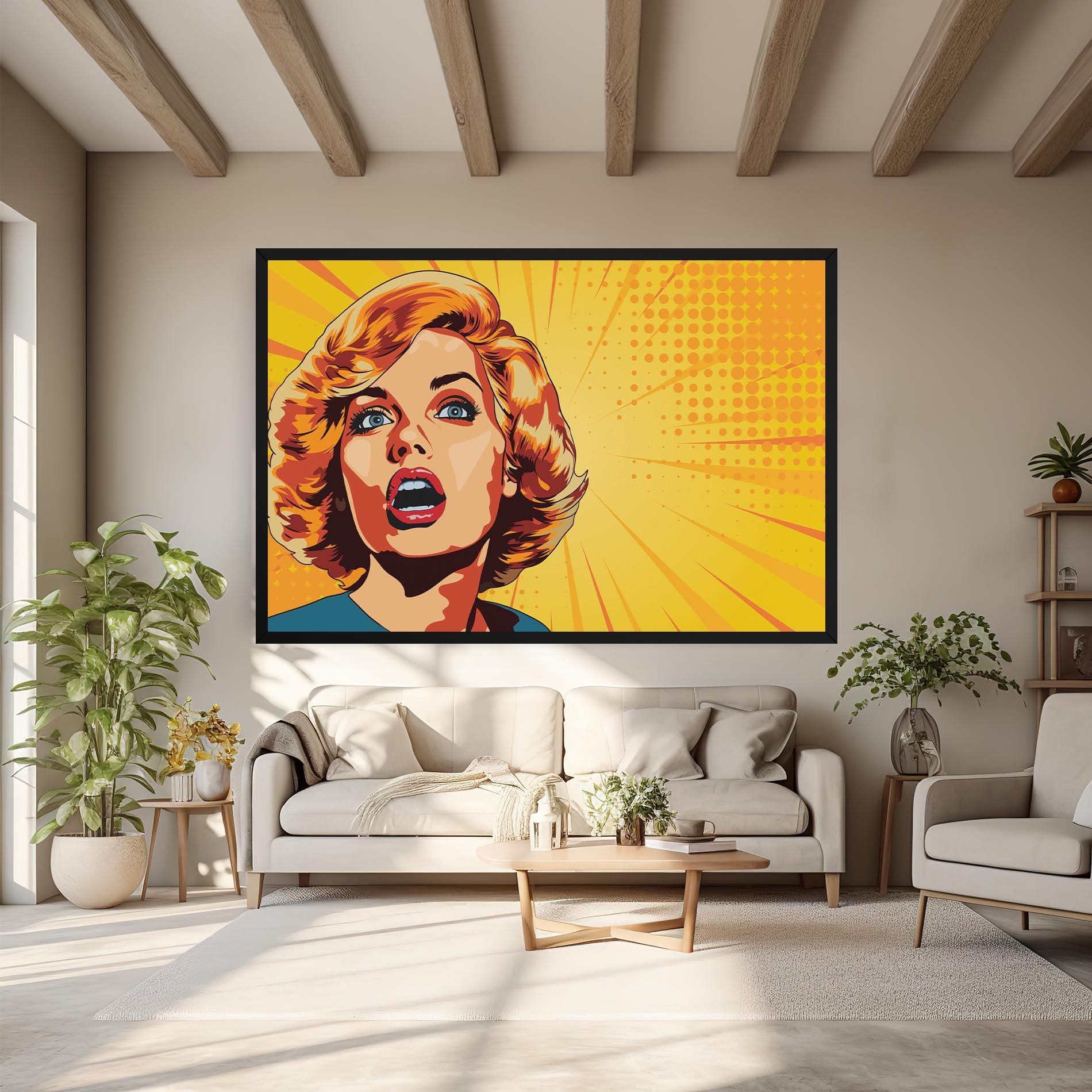 Картина на платно Surprised Blonde Lady mockup 6