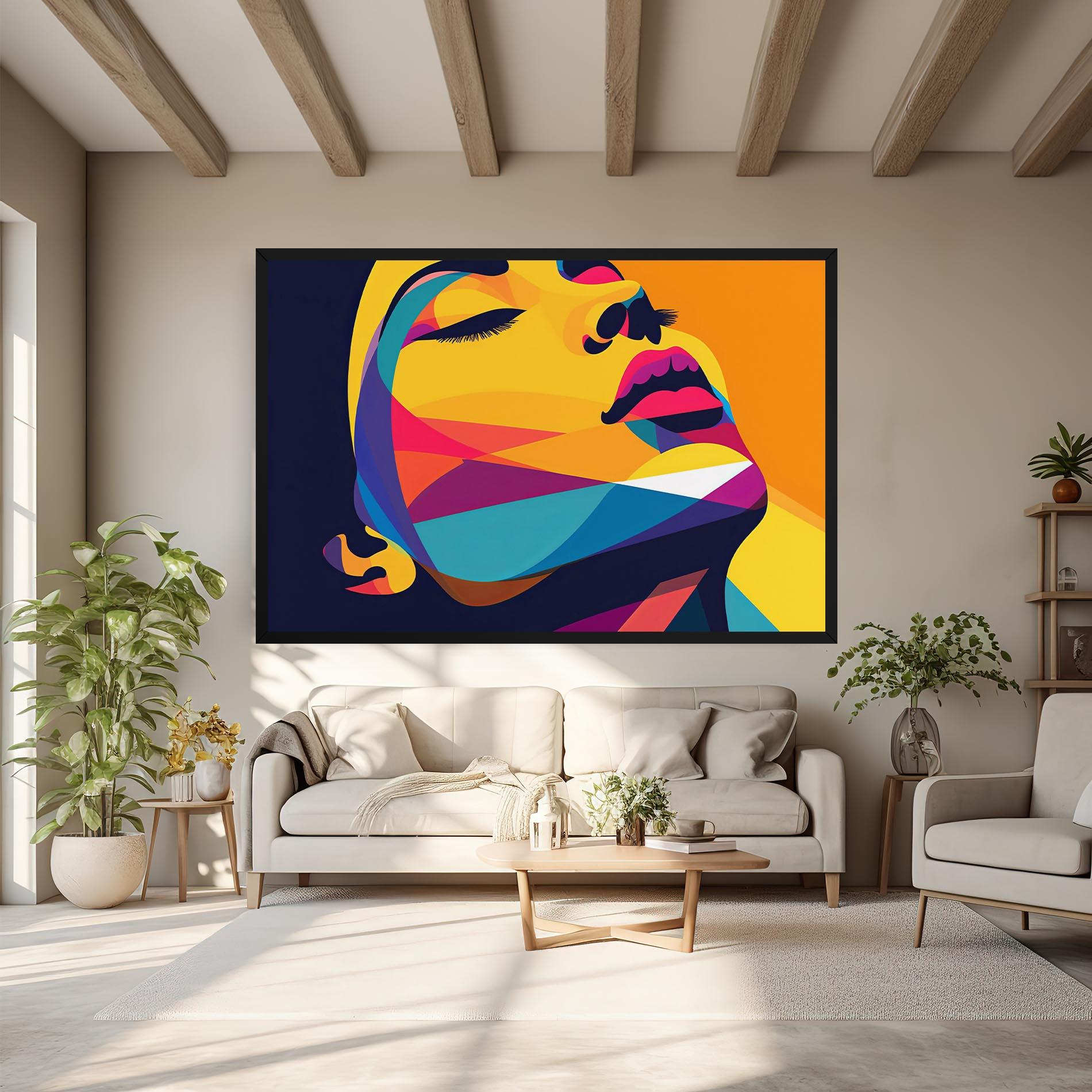 Картина на платно Yellow Pop Face mockup 6