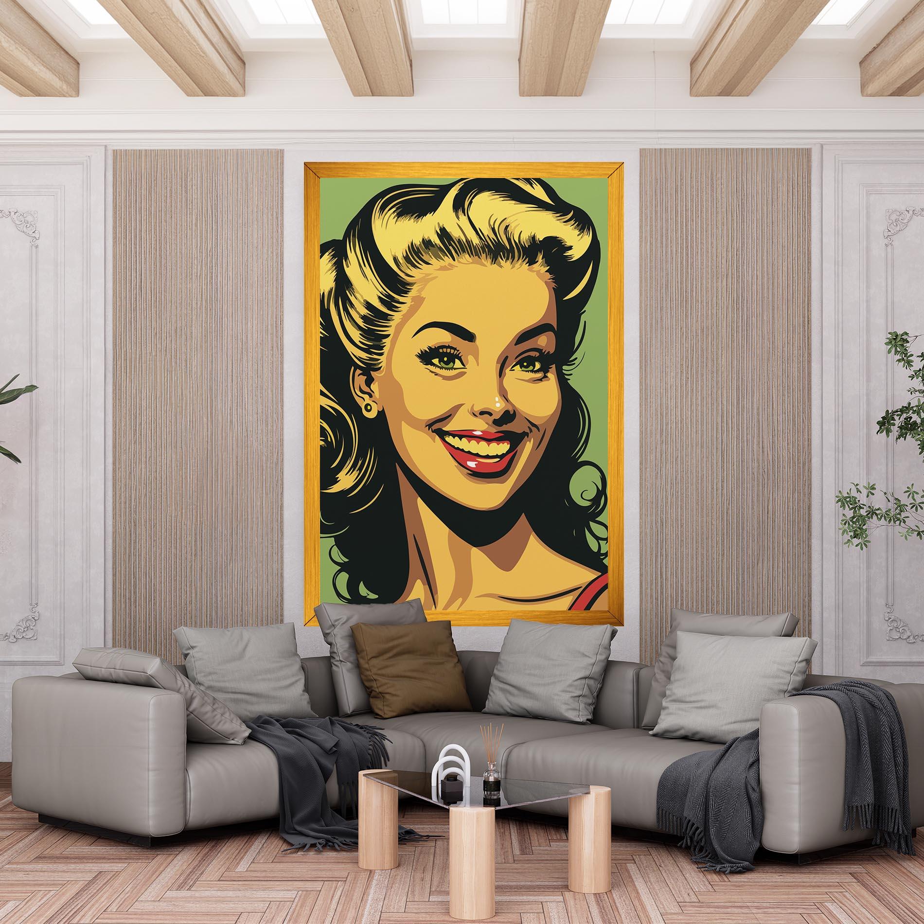 Картина на платно Green Light Pop Lady mockup 6