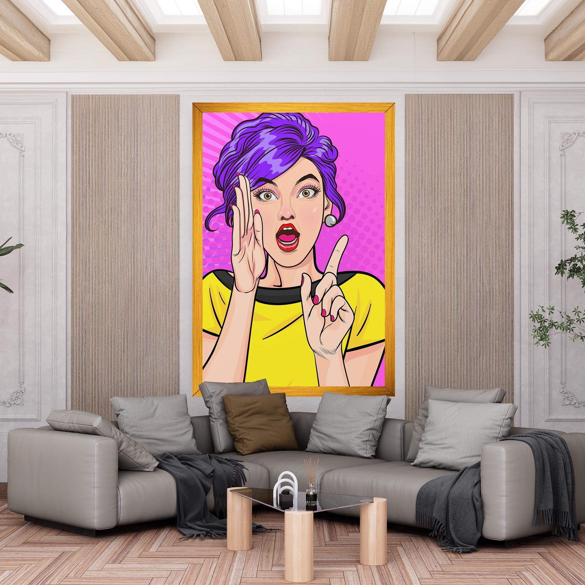 Картина на платно Surprised Pop Woman mockup 6