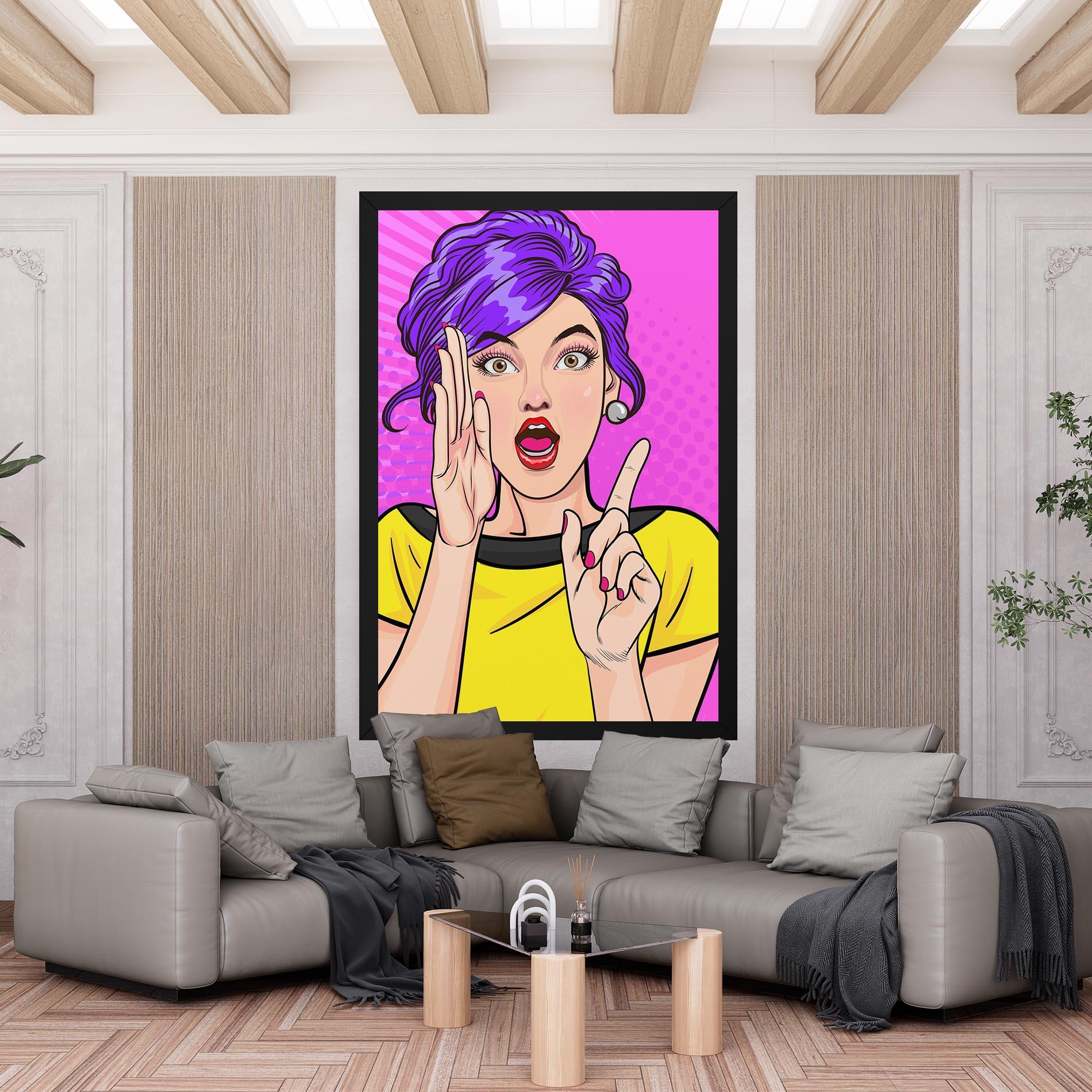 Картина на платно Surprised Pop Woman mockup 6