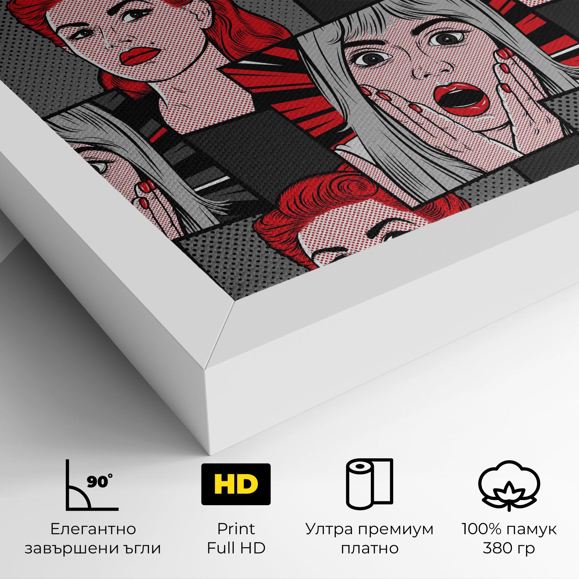 Картина на платно Grey Red Pop Art mockup 4