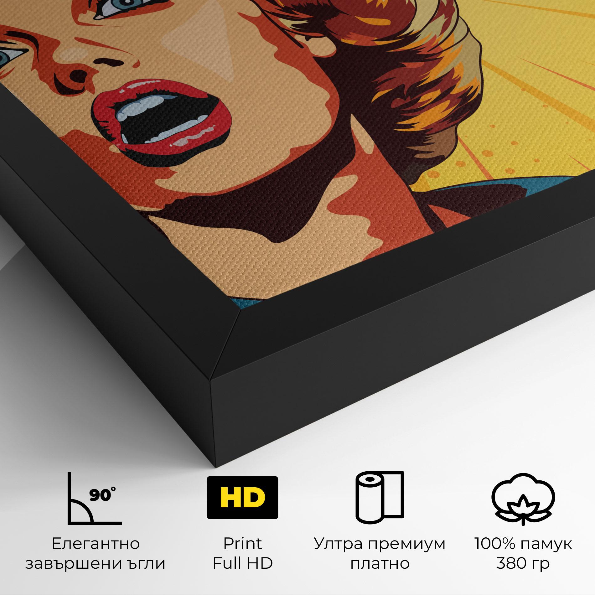 Картина на платно Surprised Blonde Lady mockup 4