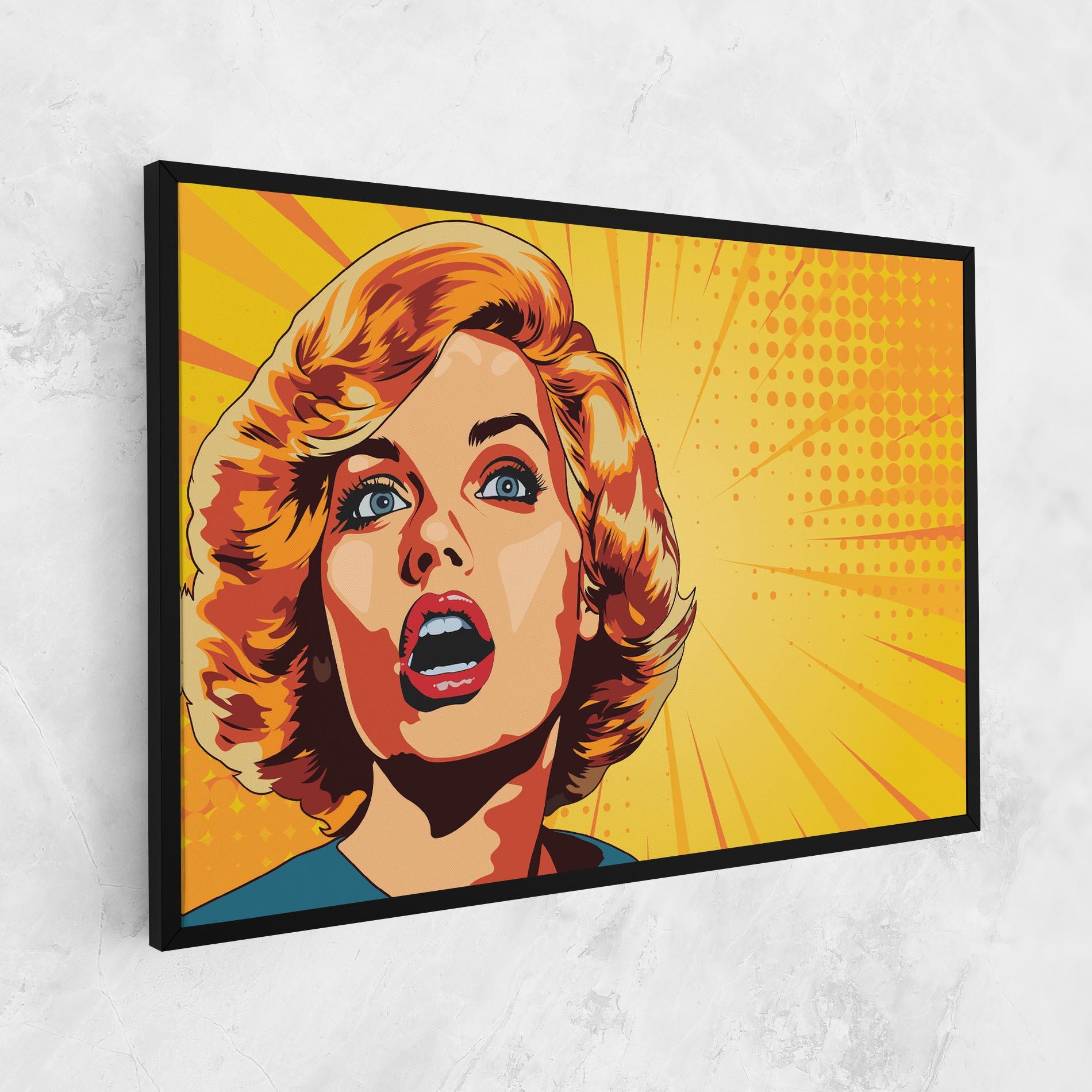 Картина на платно Surprised Blonde Lady mockup 1