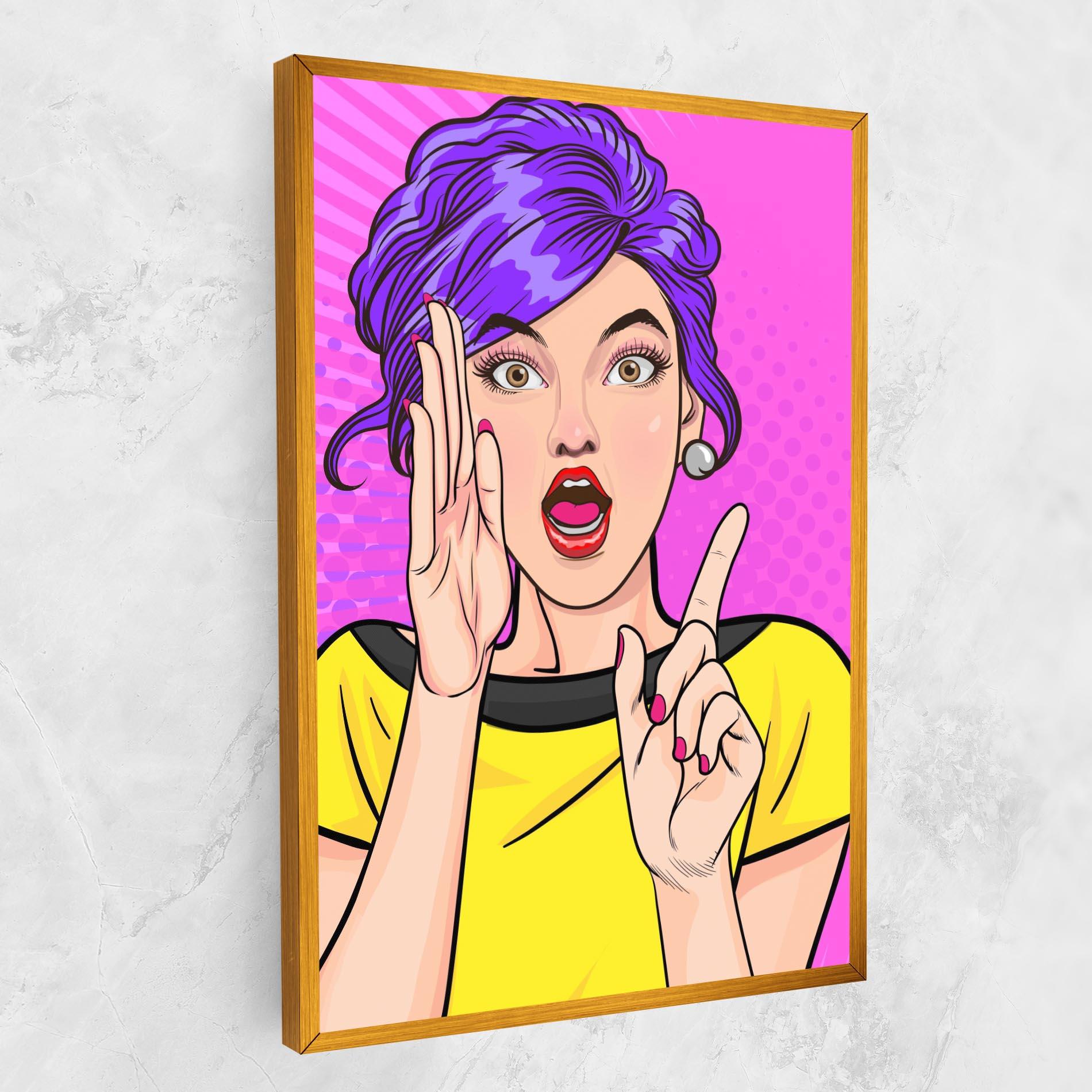 Картина на платно Surprised Pop Woman mockup 1
