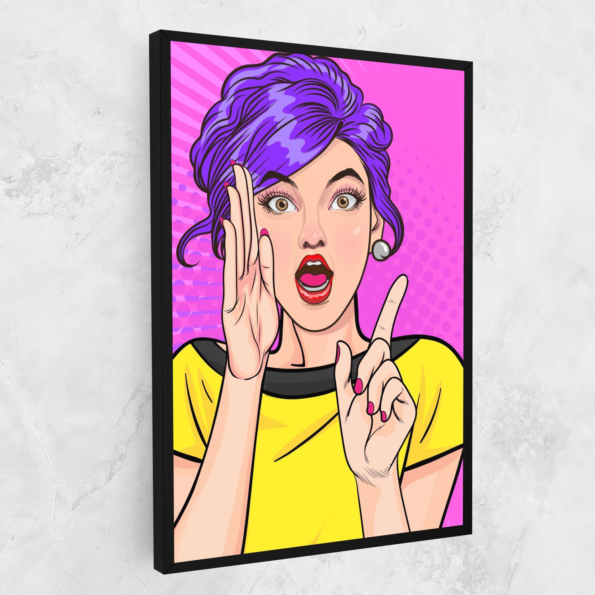 Картина на платно Surprised Pop Woman mockup 1