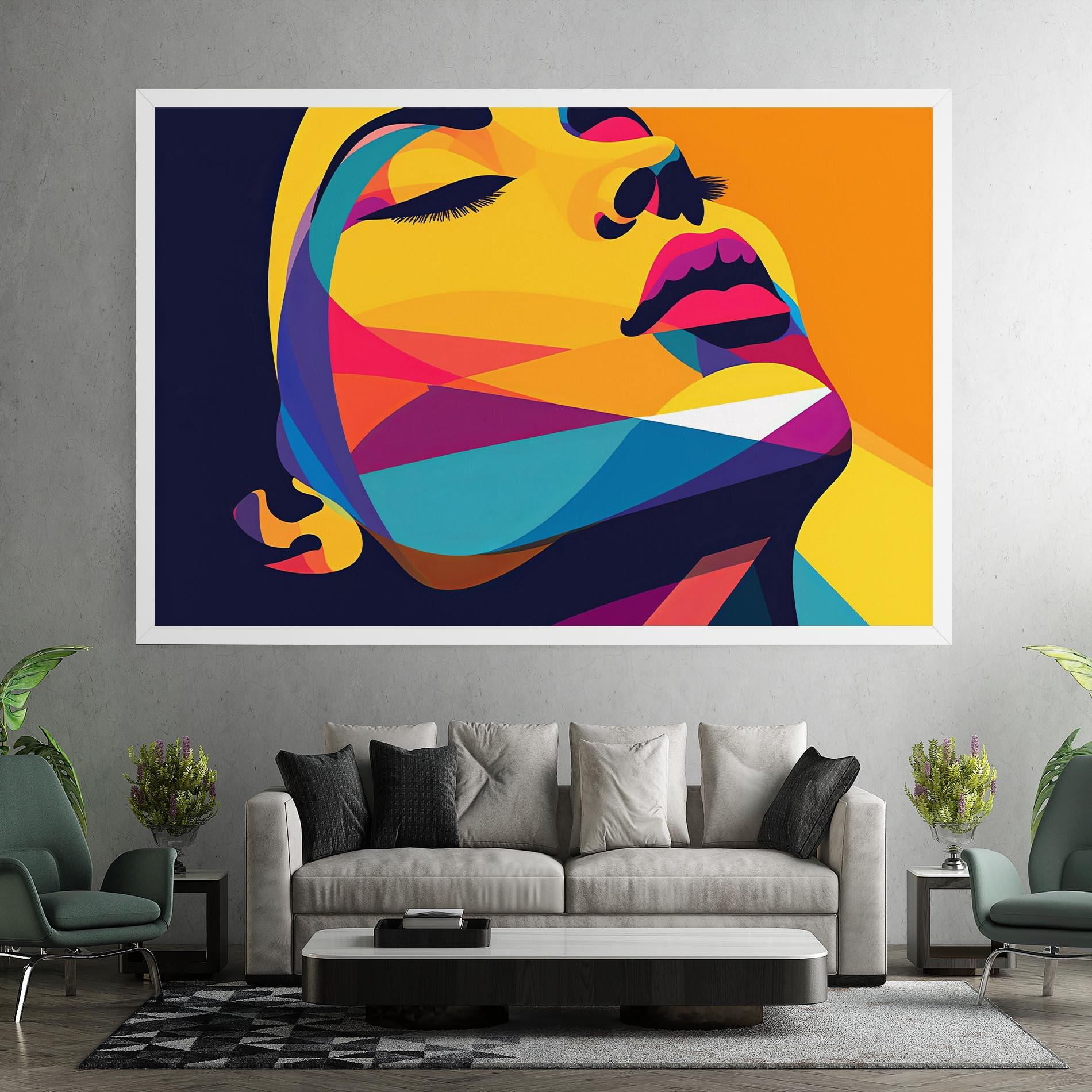 Картина на платно Yellow Pop Face mockup 7