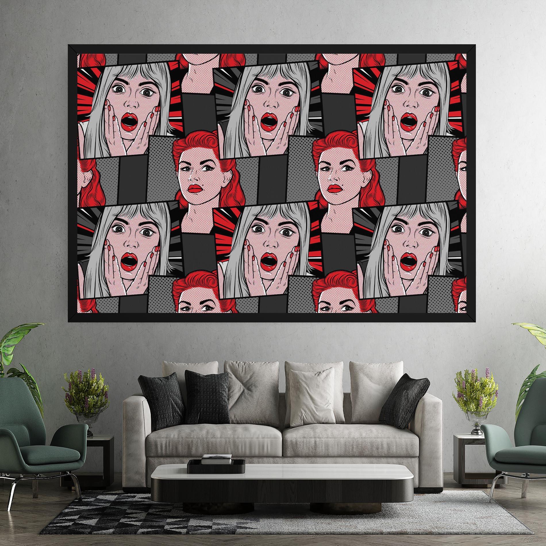 Картина на платно Grey Red Pop Art mockup 7