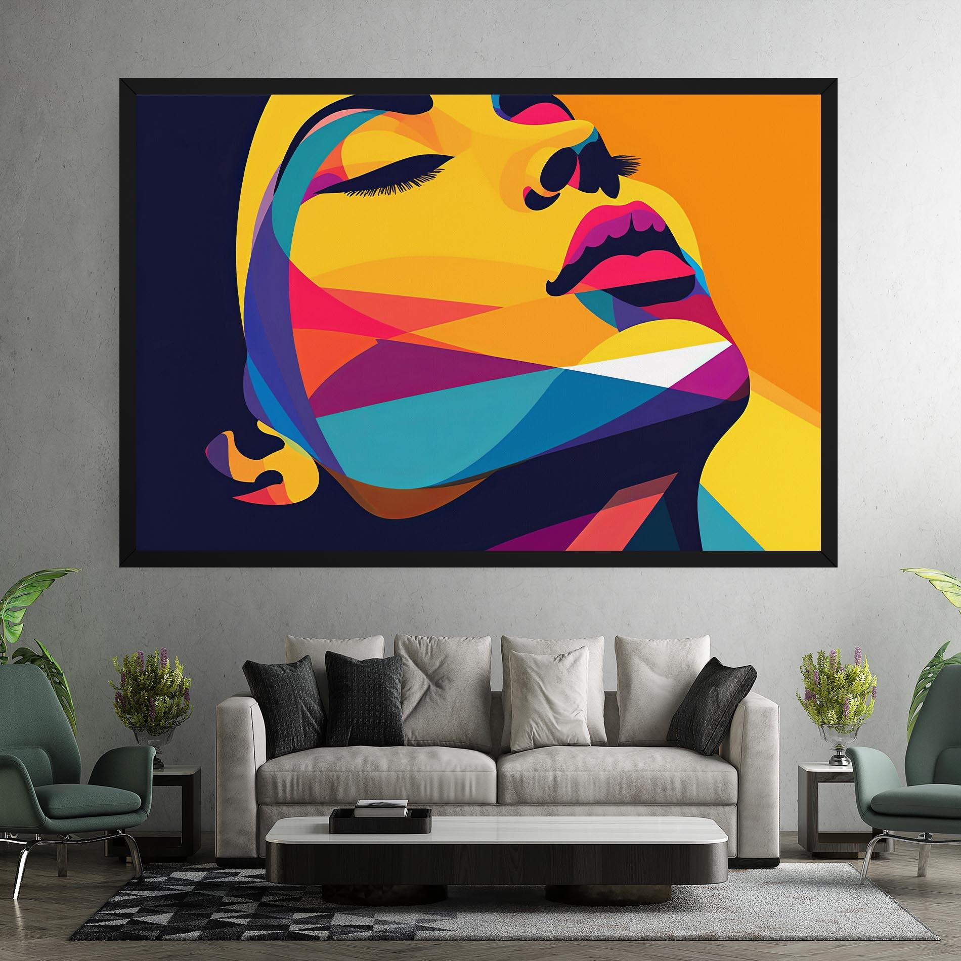 Картина на платно Yellow Pop Face mockup 7