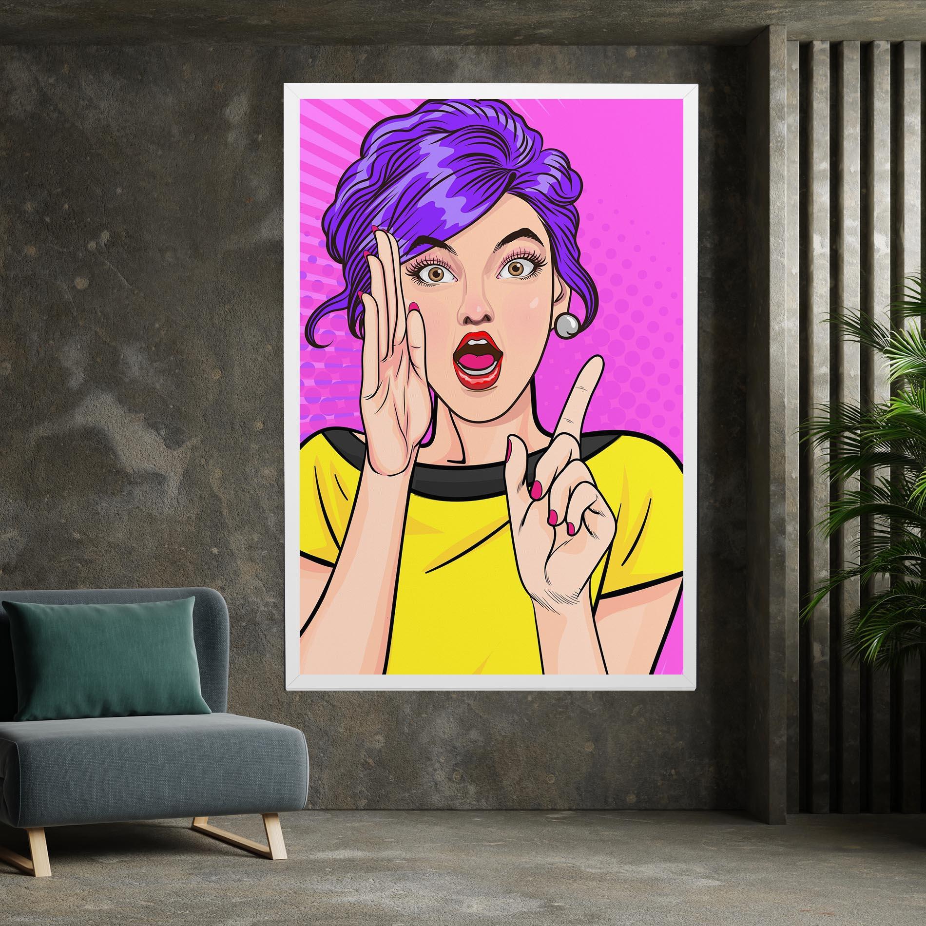Картина на платно Surprised Pop Woman mockup 7