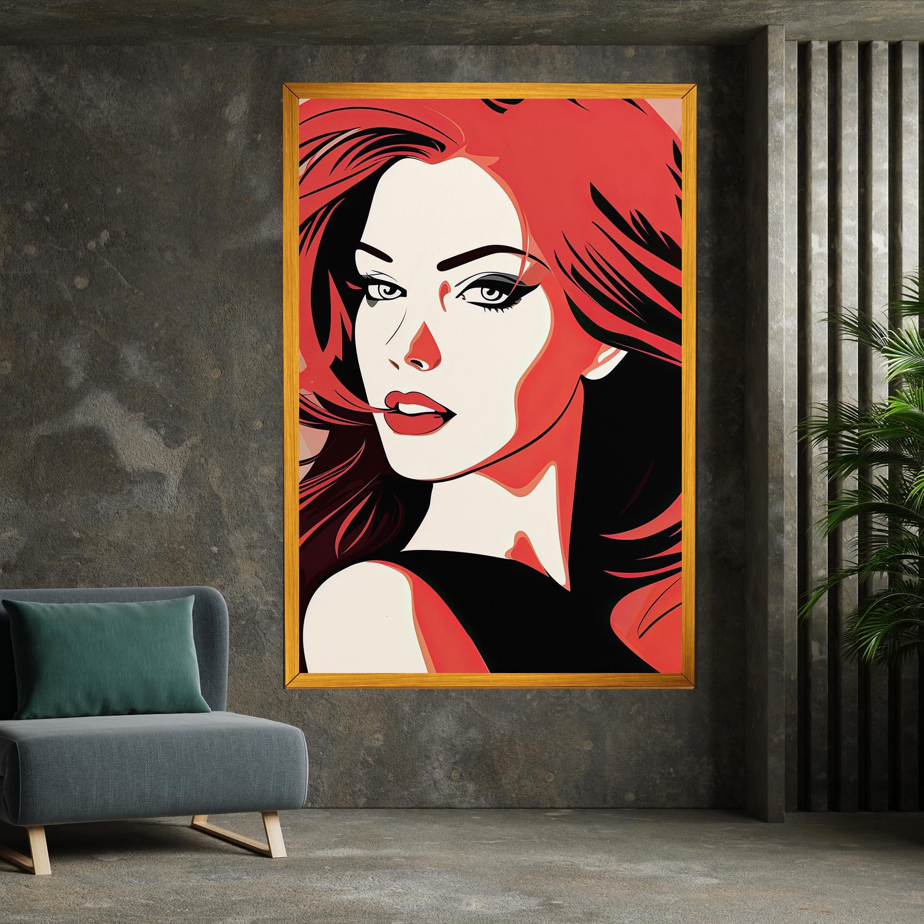 Картина на платно Red Hair Pop Art mockup 7