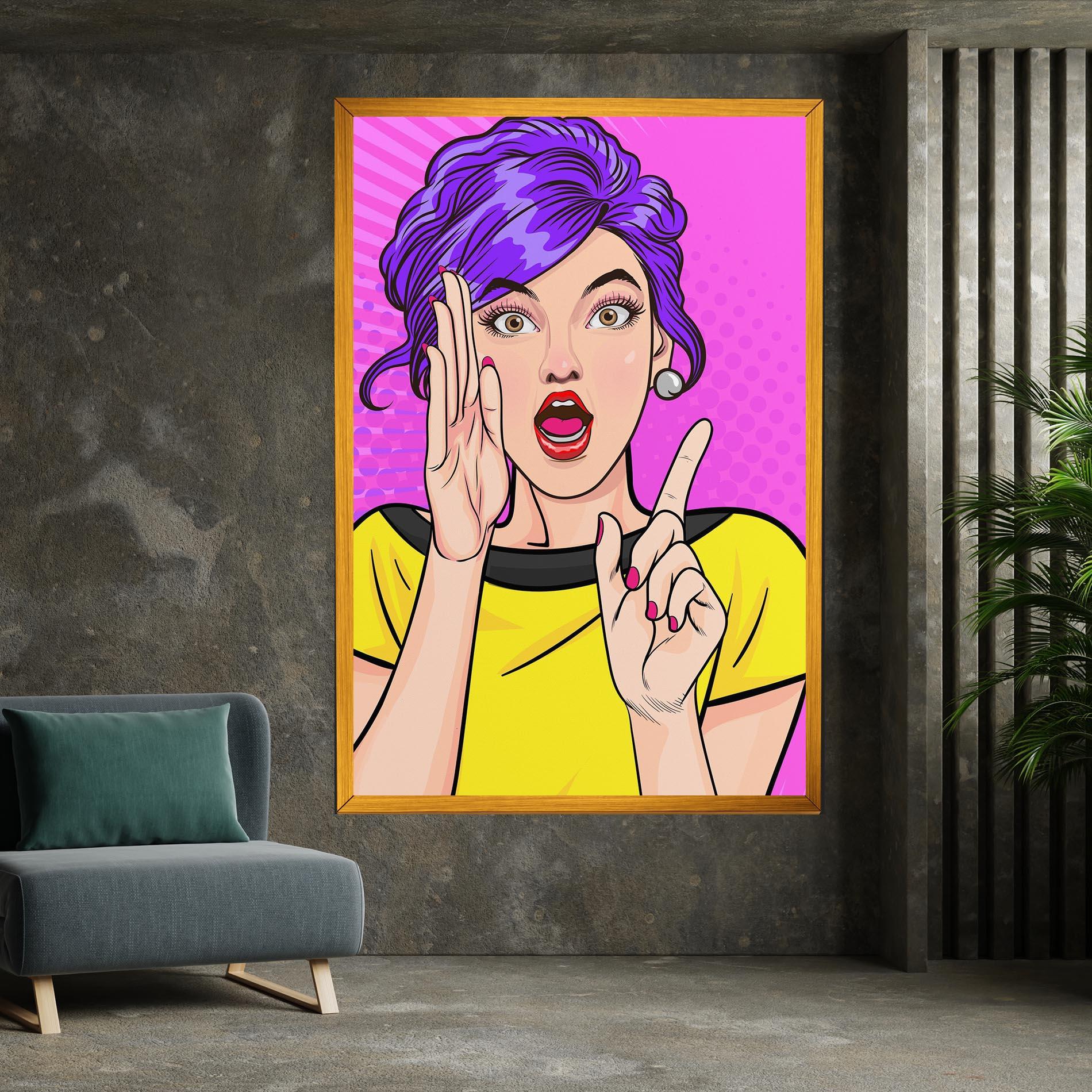 Картина на платно Surprised Pop Woman mockup 7