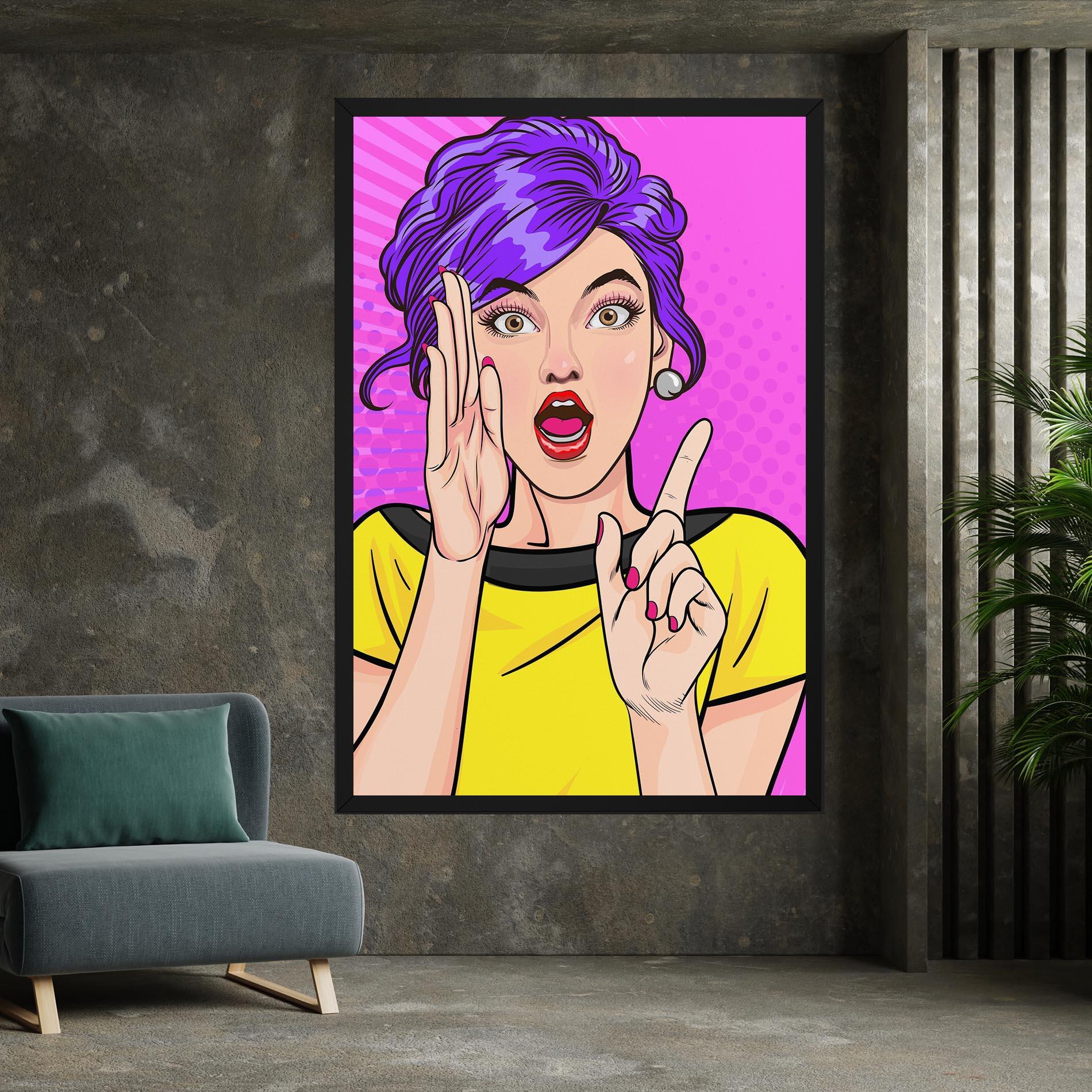 Картина на платно Surprised Pop Woman mockup 7