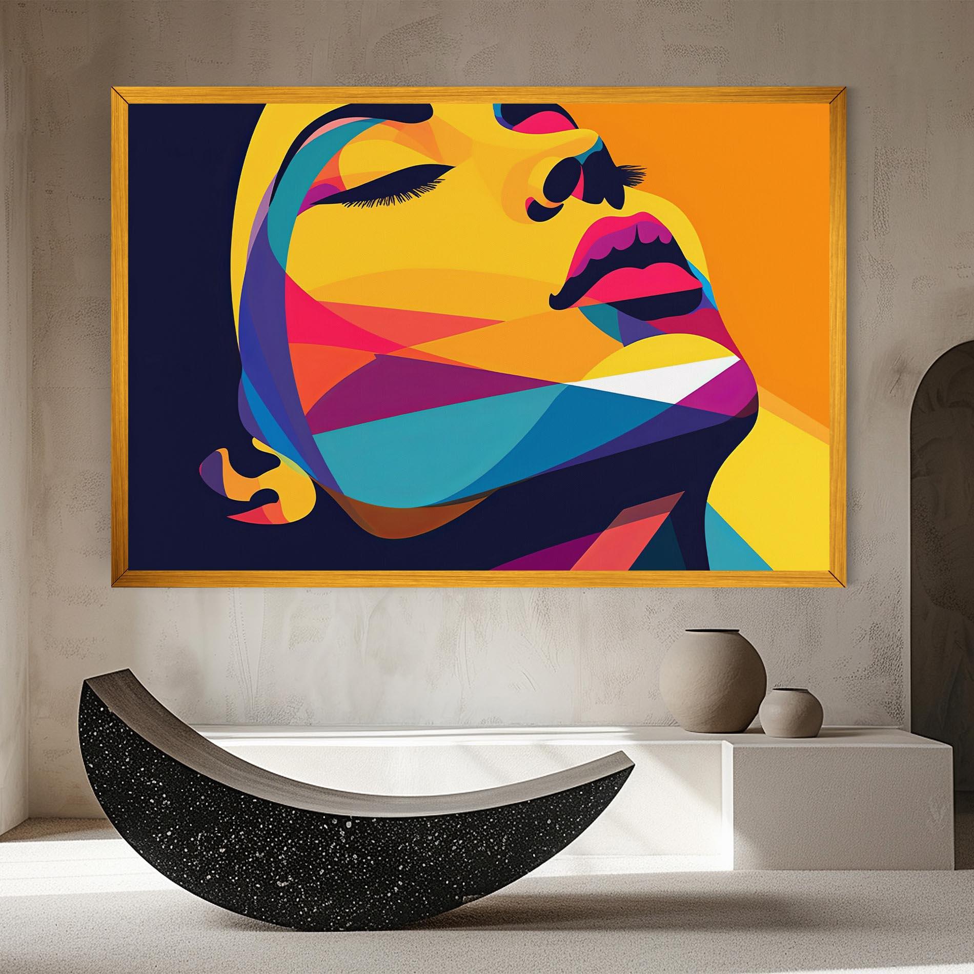 Картина на платно Yellow Pop Face mockup 8