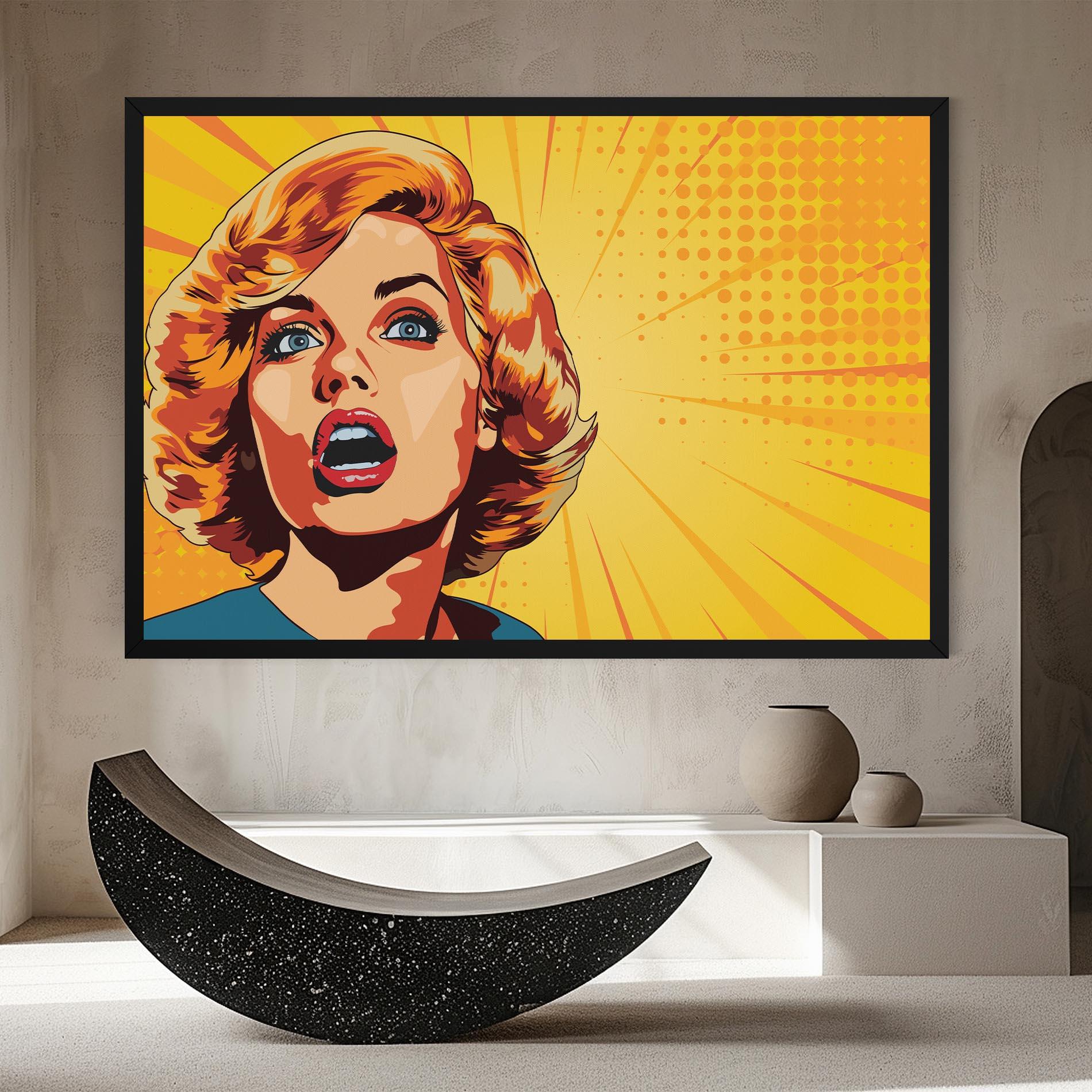 Картина на платно Surprised Blonde Lady mockup 8