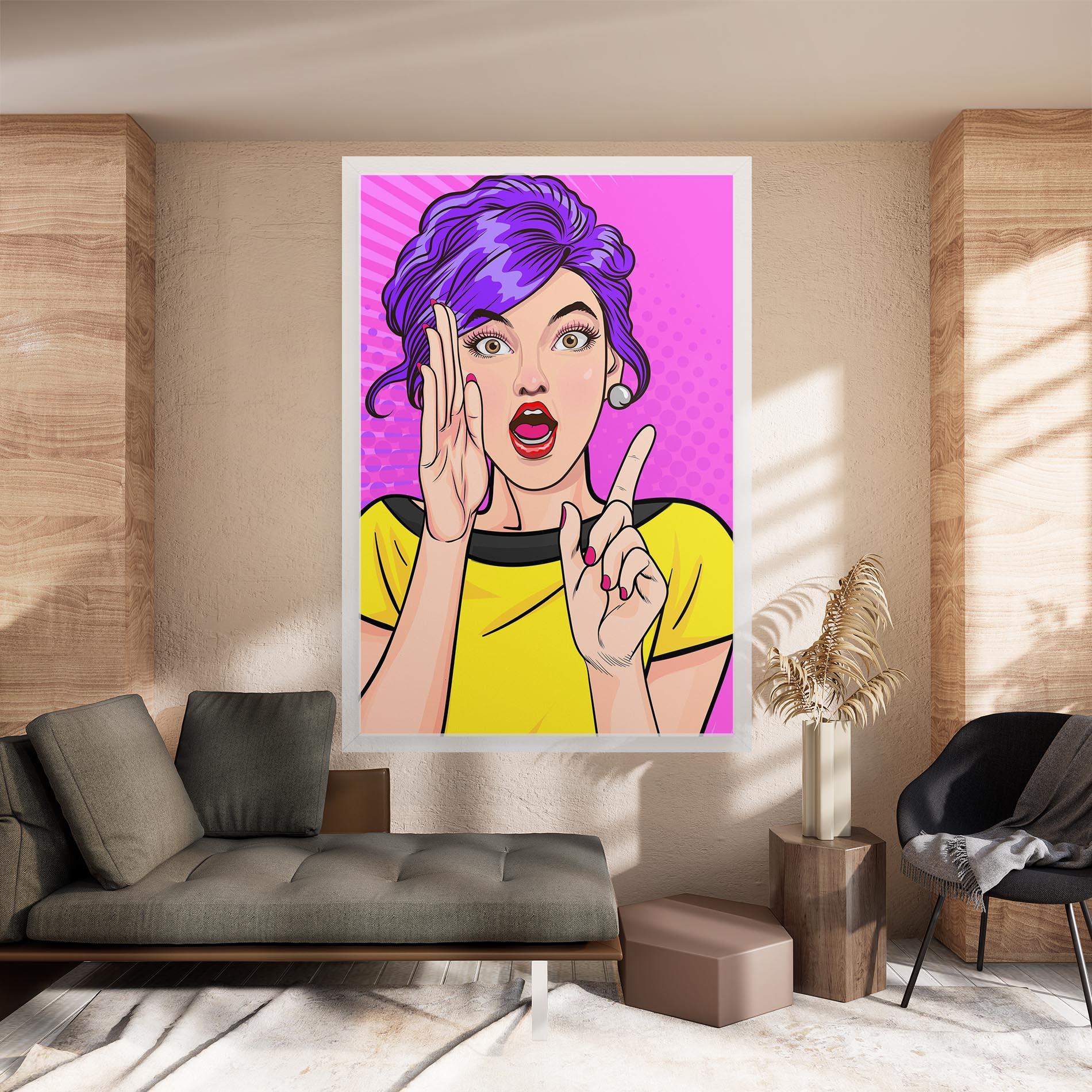 Картина на платно Surprised Pop Woman mockup 8