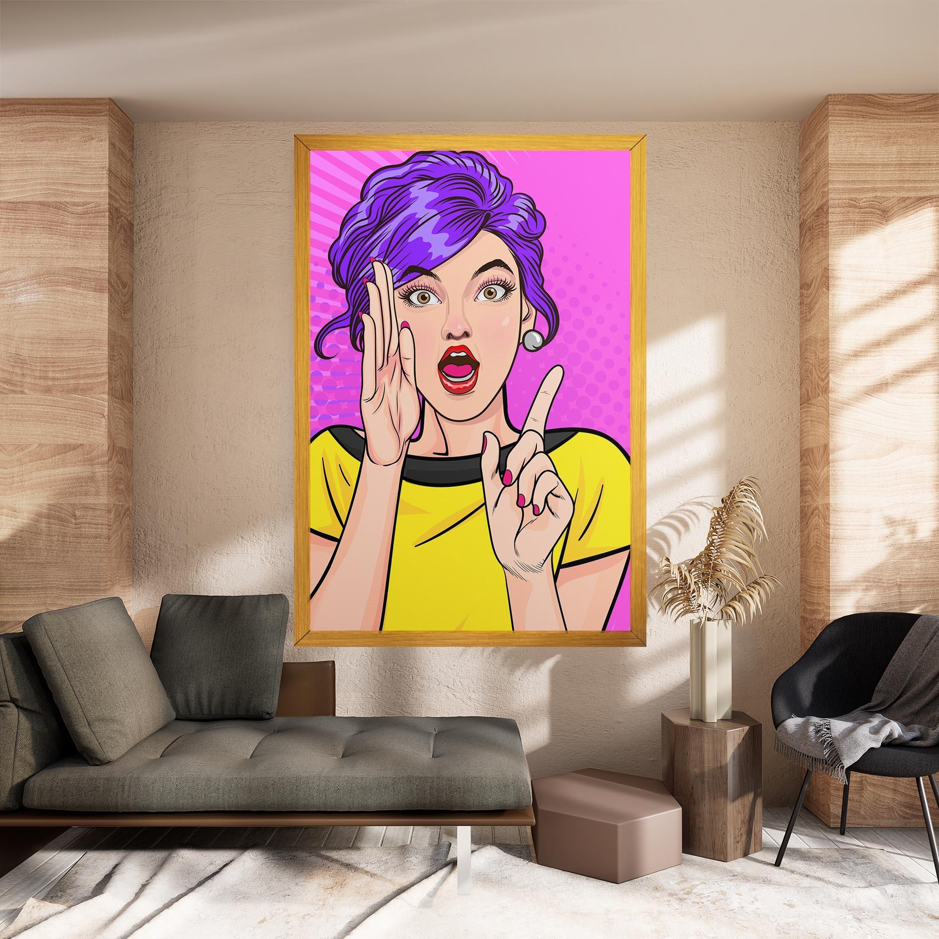 Картина на платно Surprised Pop Woman mockup 8
