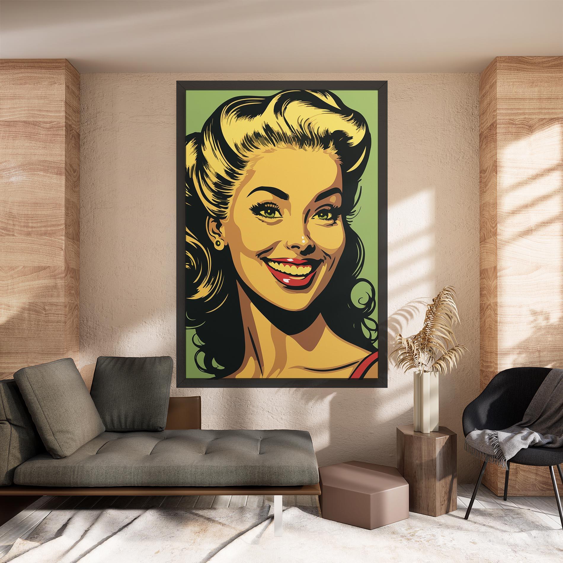 Картина на платно Green Light Pop Lady mockup 8