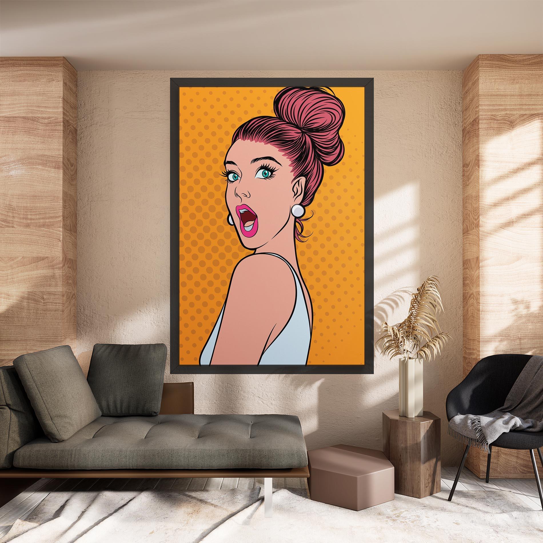 Картина на платно Pop Comic Lady mockup 8