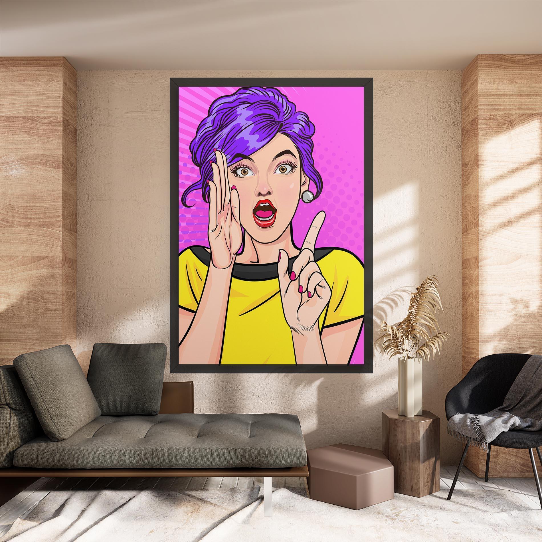 Картина на платно Surprised Pop Woman mockup 8