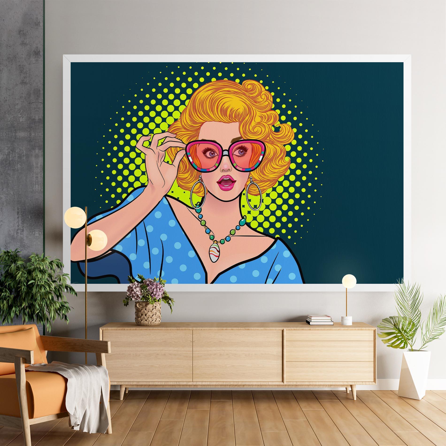 Картина на платно Pop Glasses Lady mockup 9